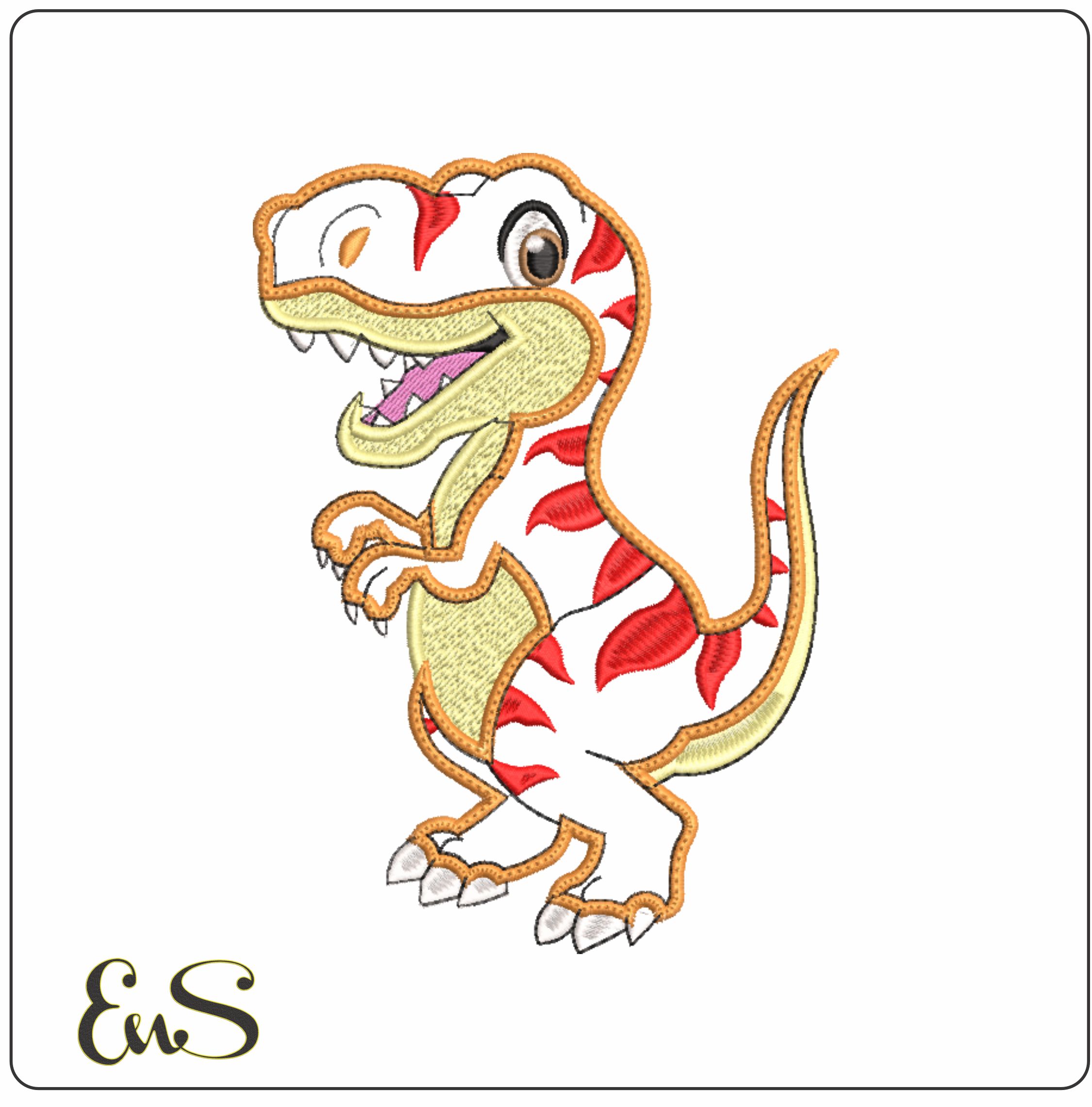 Cute T Rex Applique- Elegant embroidery design file - instant download