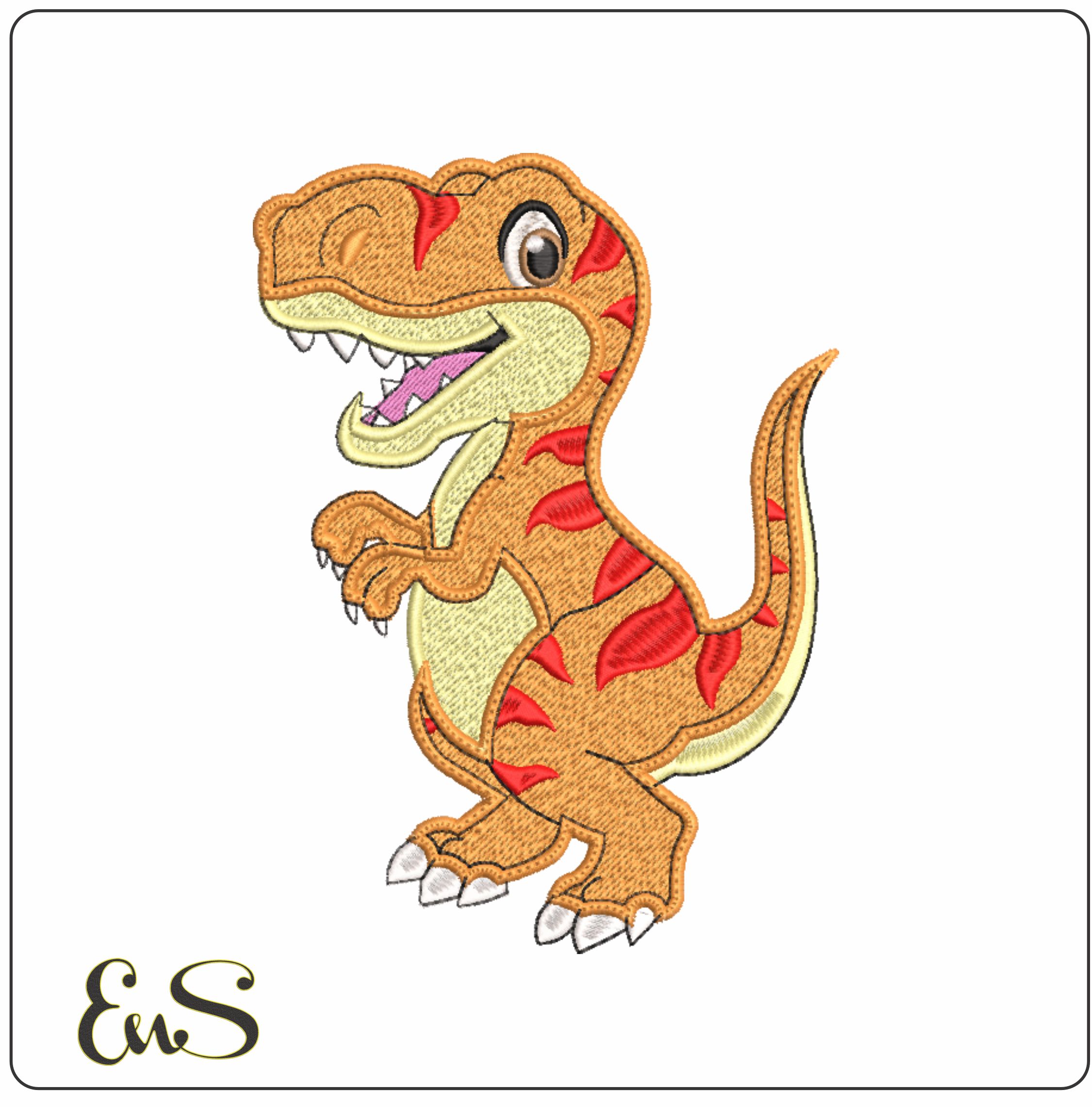 Cute T Rex Dino- Elegant embroidery design file - instant download