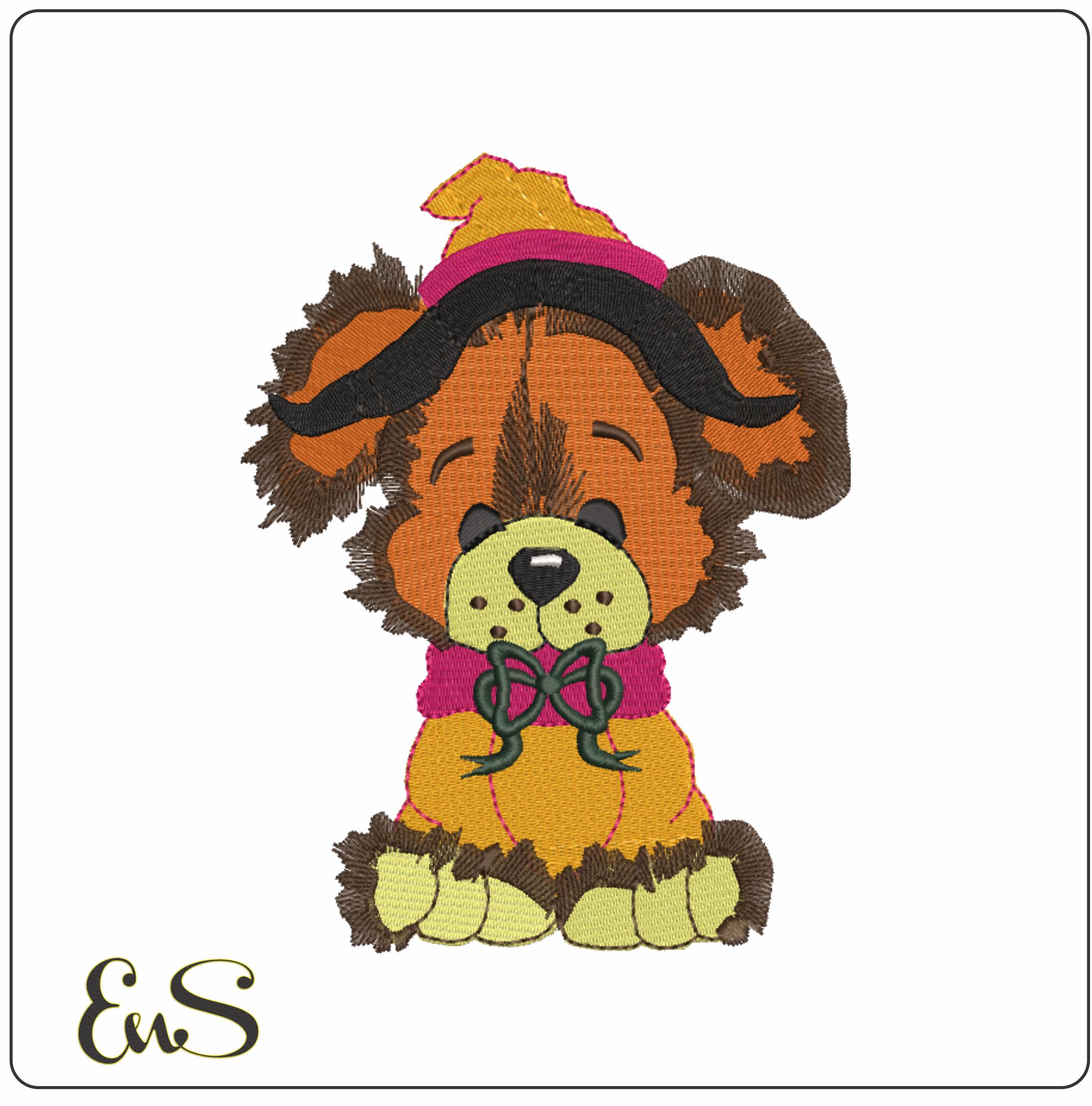 Cute Witches Dog- Elegant embroidery design file - instant download