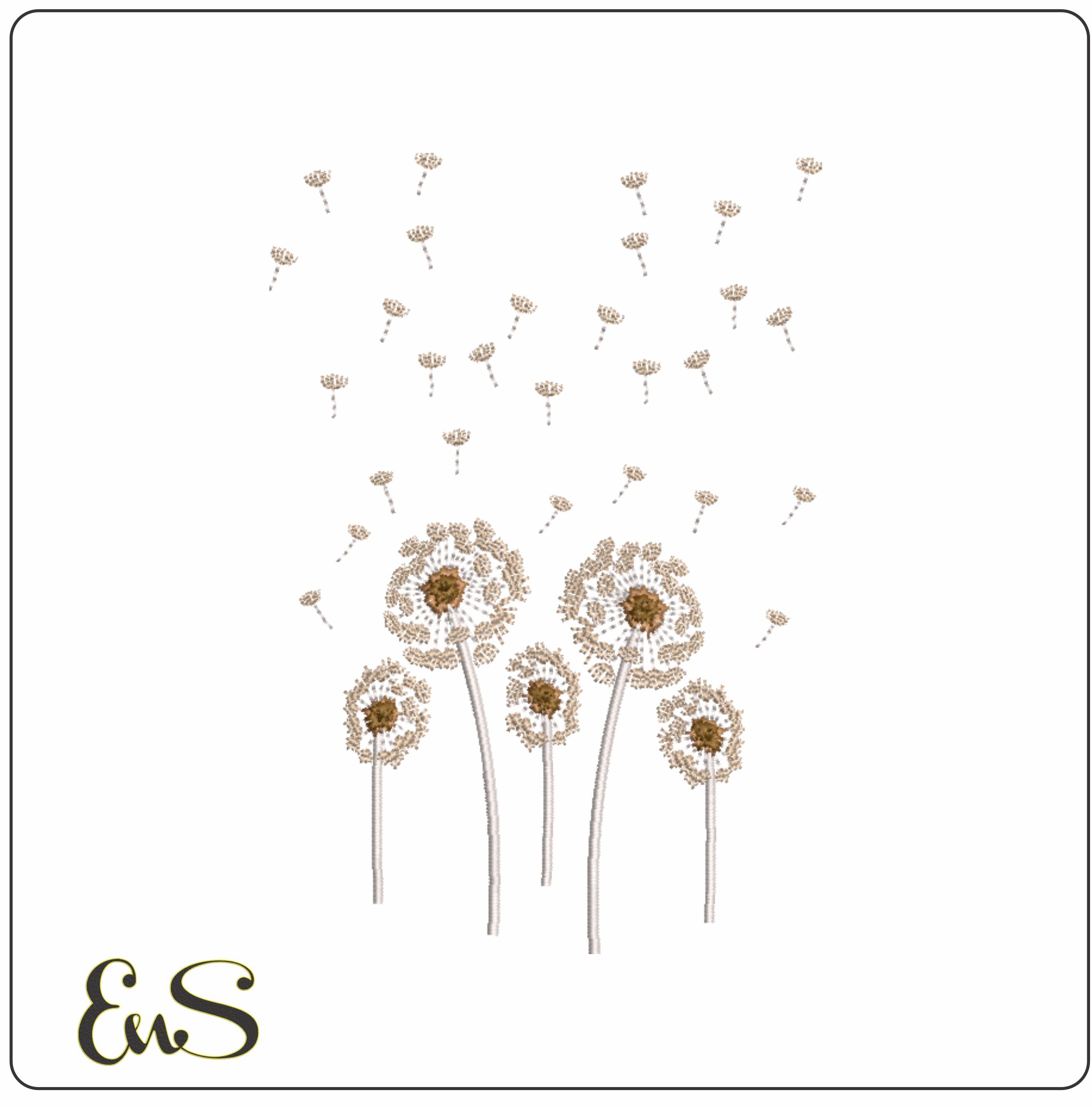 Dandelion- Elegant embroidery design file - instant download