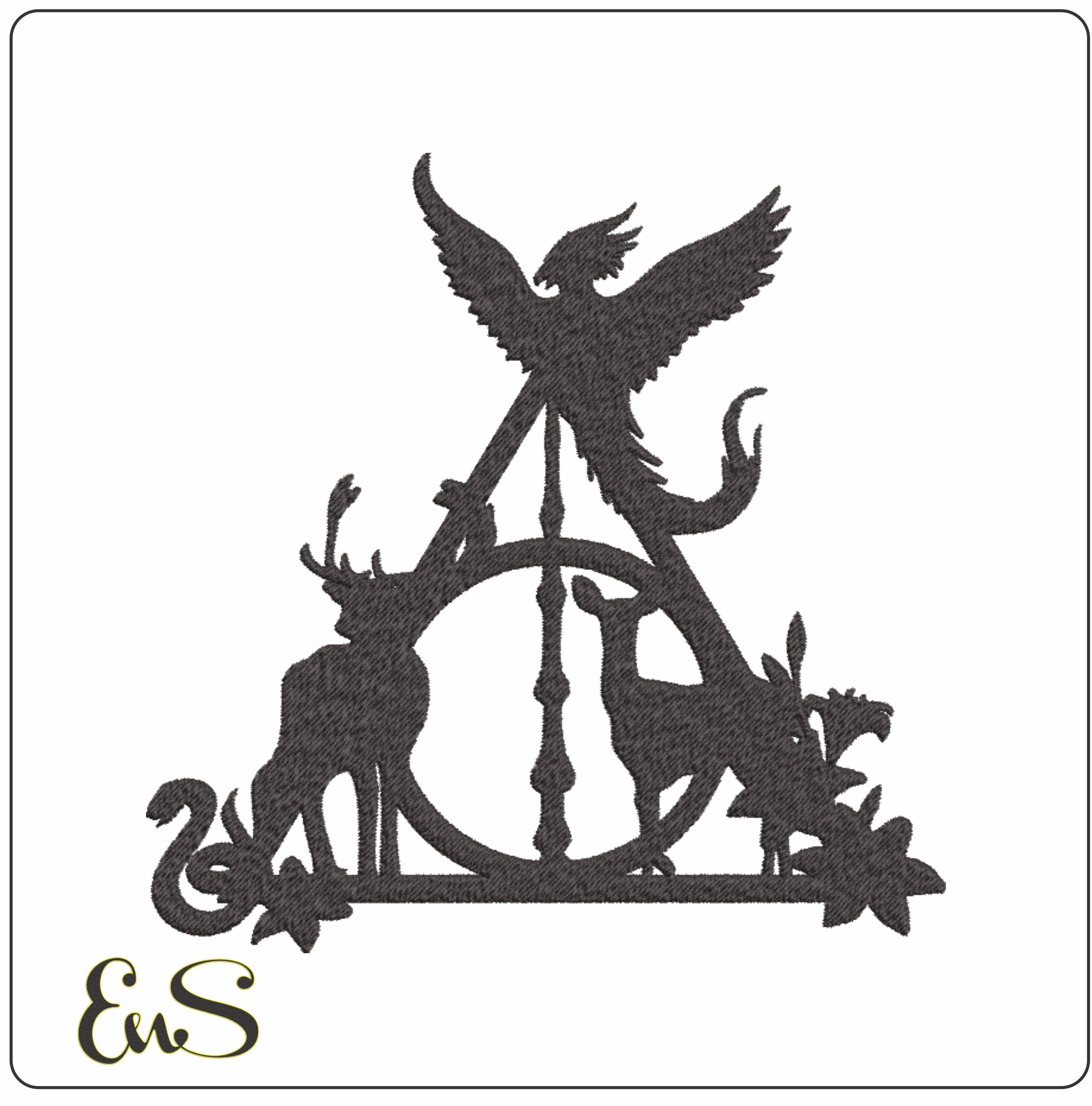 Deathly Hallows Snake Doe Pheonix- Elegant embroidery design file - instant download
