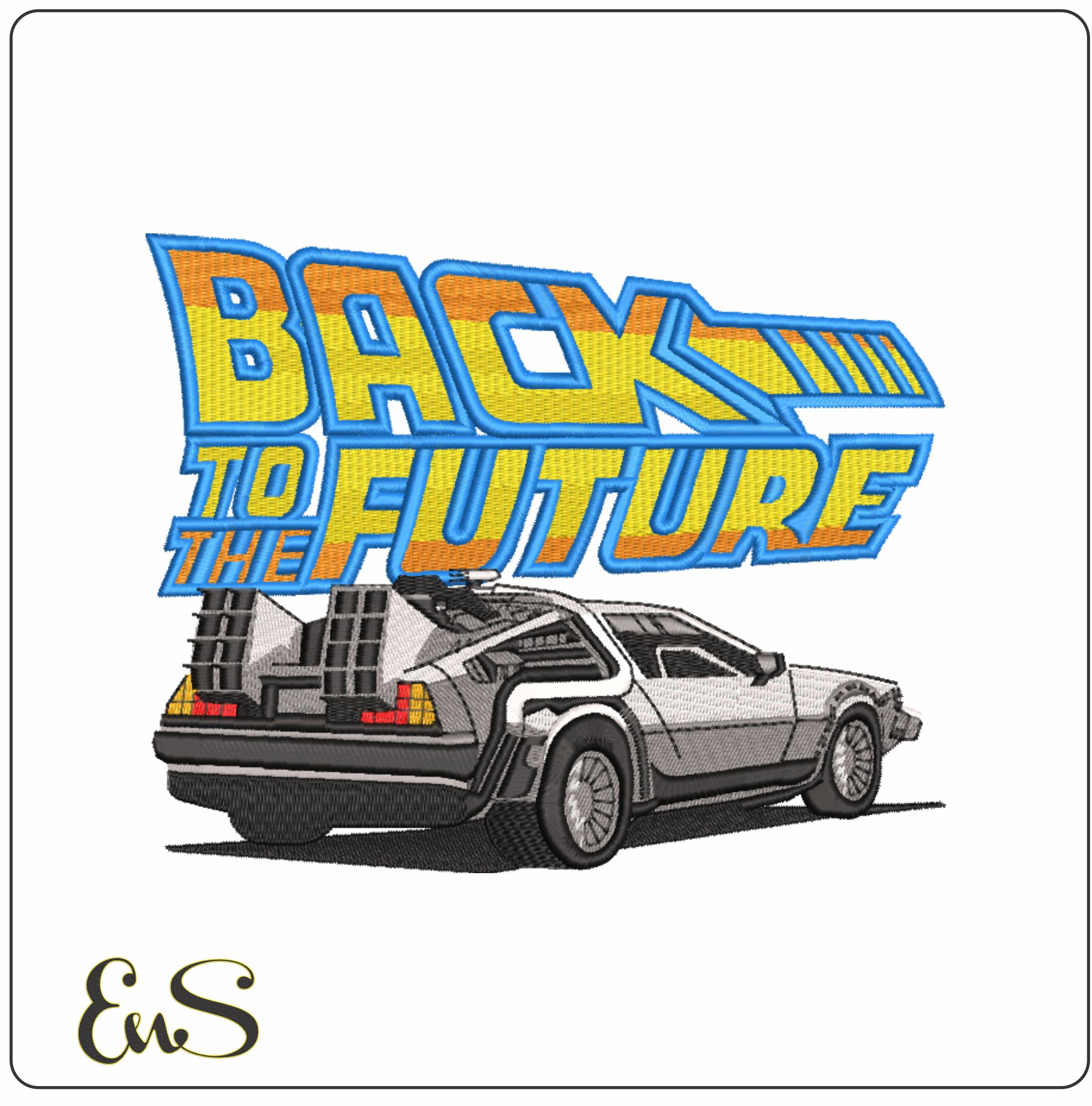 Delorean Rear Back to the Future- Elegant embroidery design file - instant download