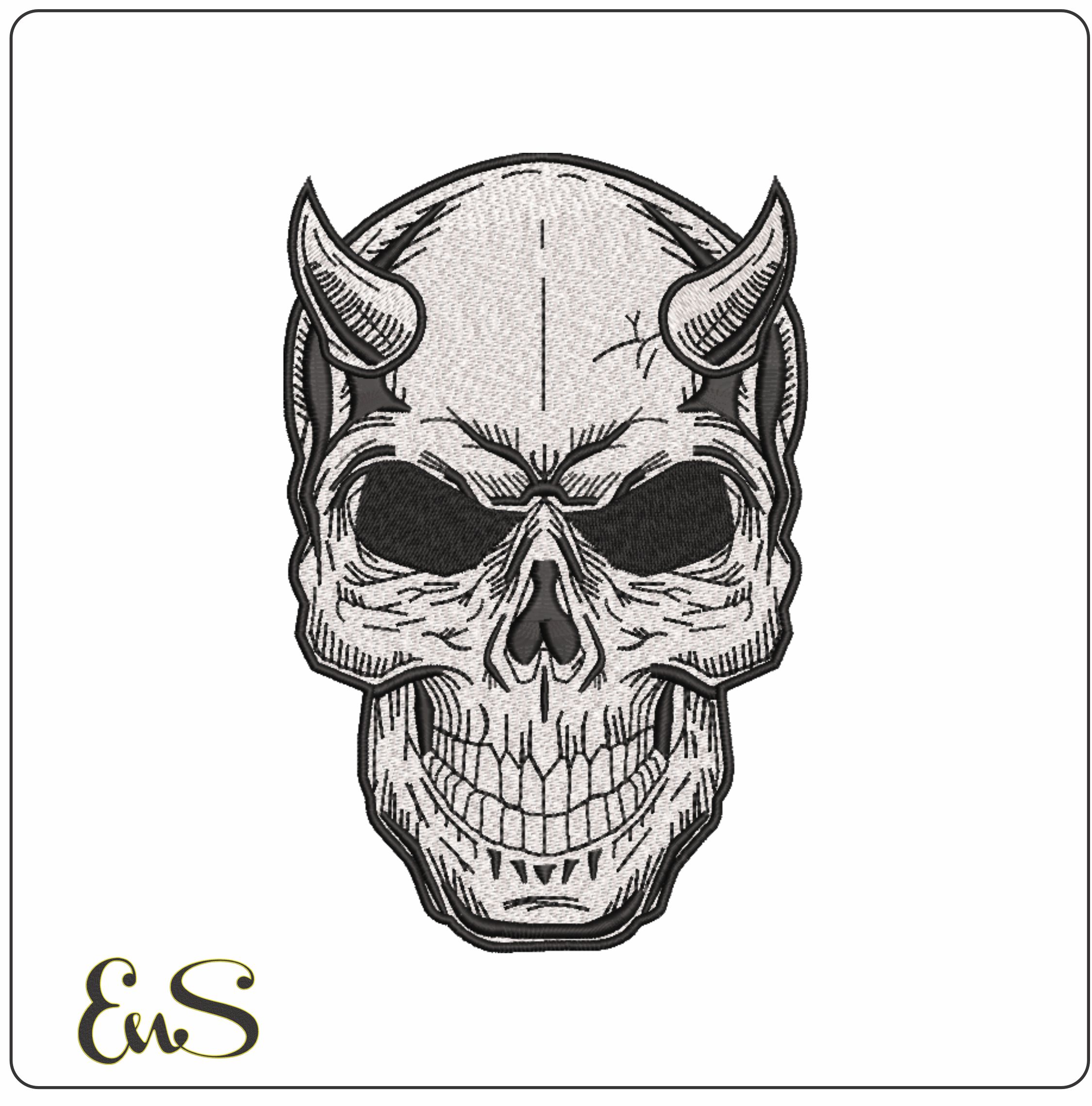 Devil Skull- Elegant embroidery design file - instant download