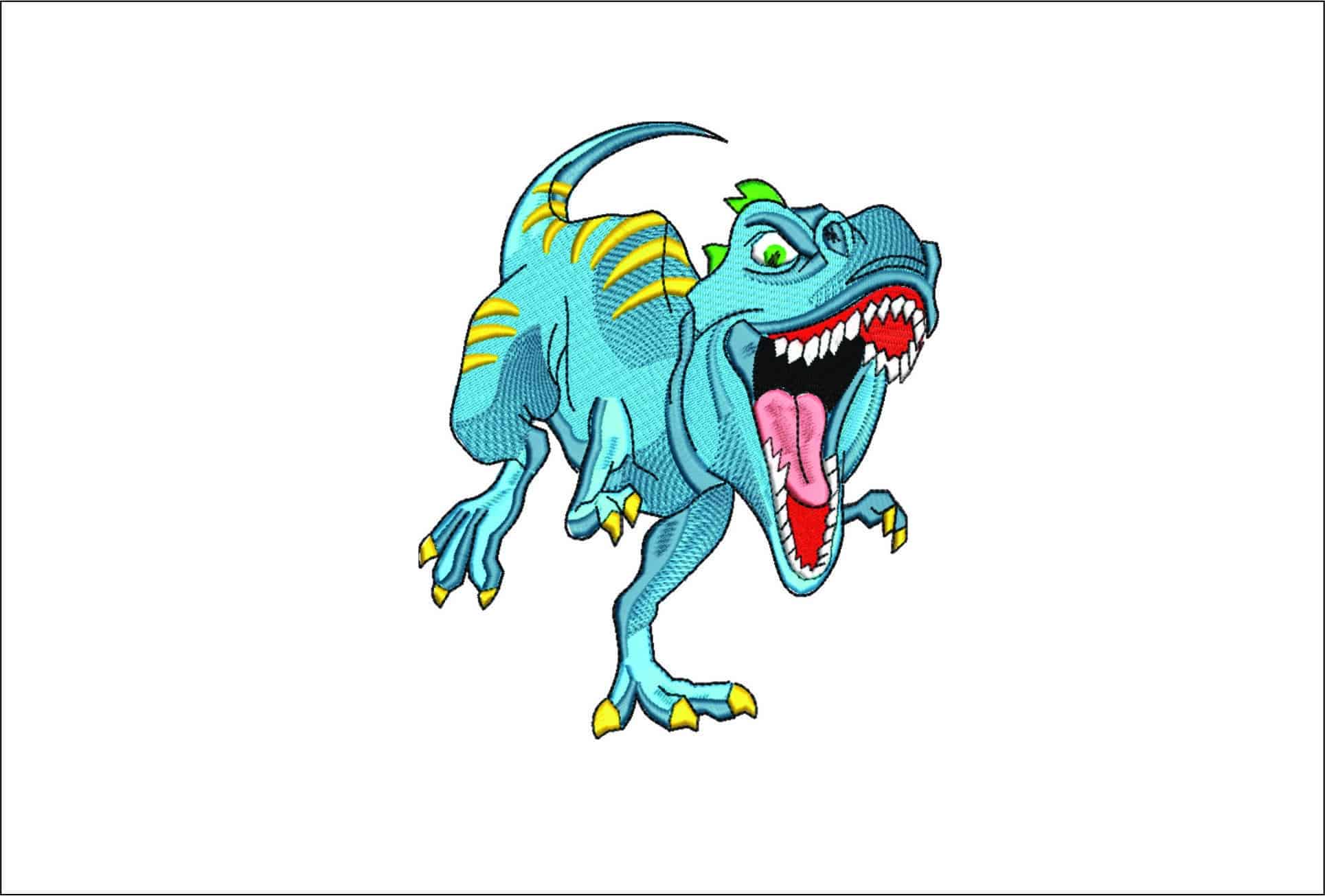 Dinosaur Running Snapping- Elegant embroidery design file - instant download