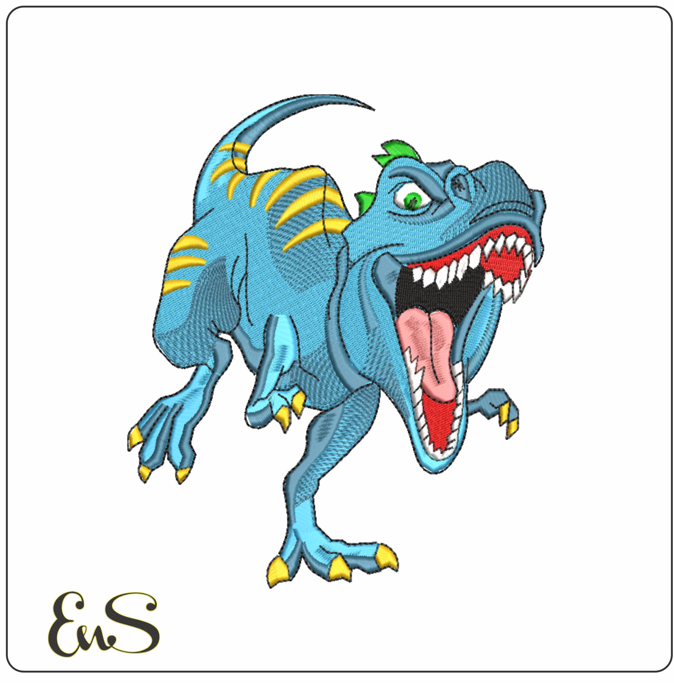 Dinosaur Running Snapping- Elegant embroidery design file - instant download
