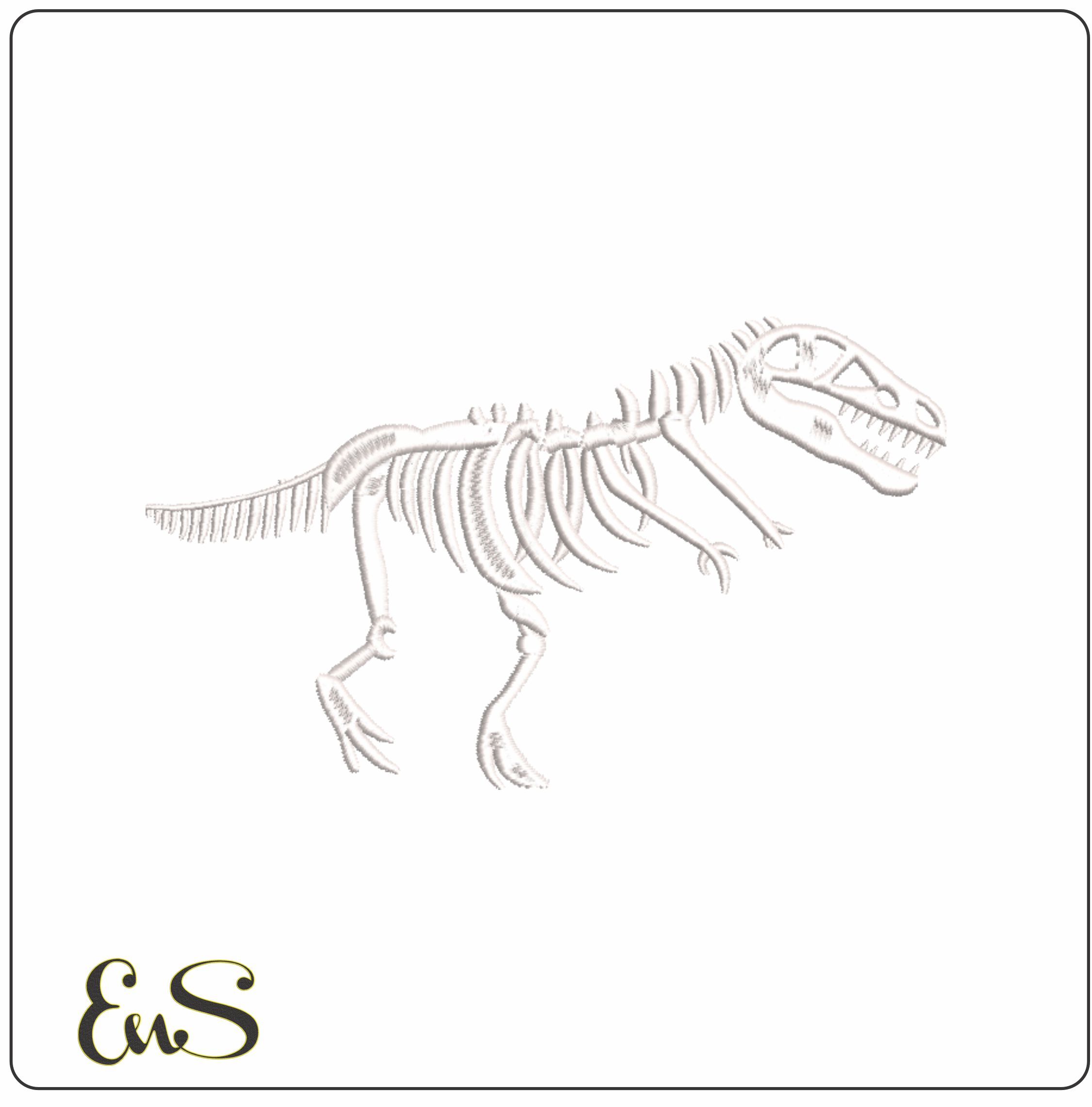 Dinosaur T Rex Skeleton- Elegant embroidery design file - instant download