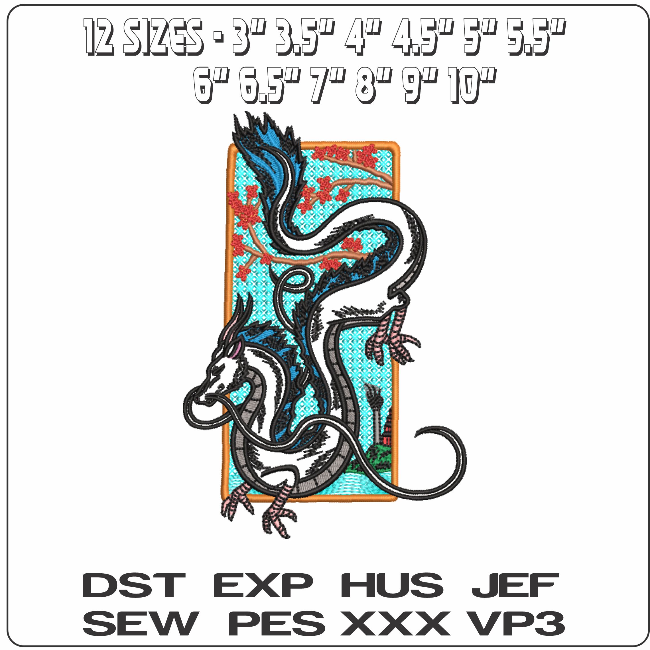 Dragon - Anime- Elegant embroidery design file - instant download
