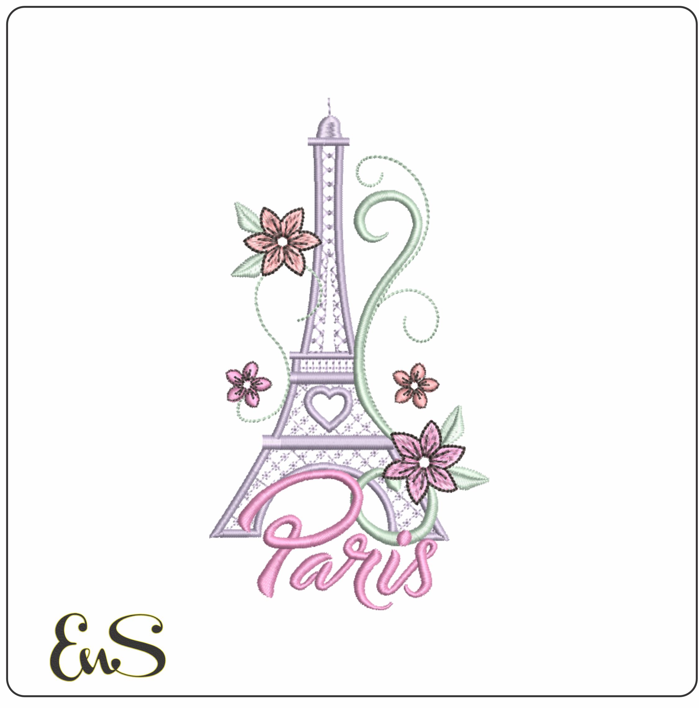 Eifel Tower Paris-Elegant embroidery design file - instant download