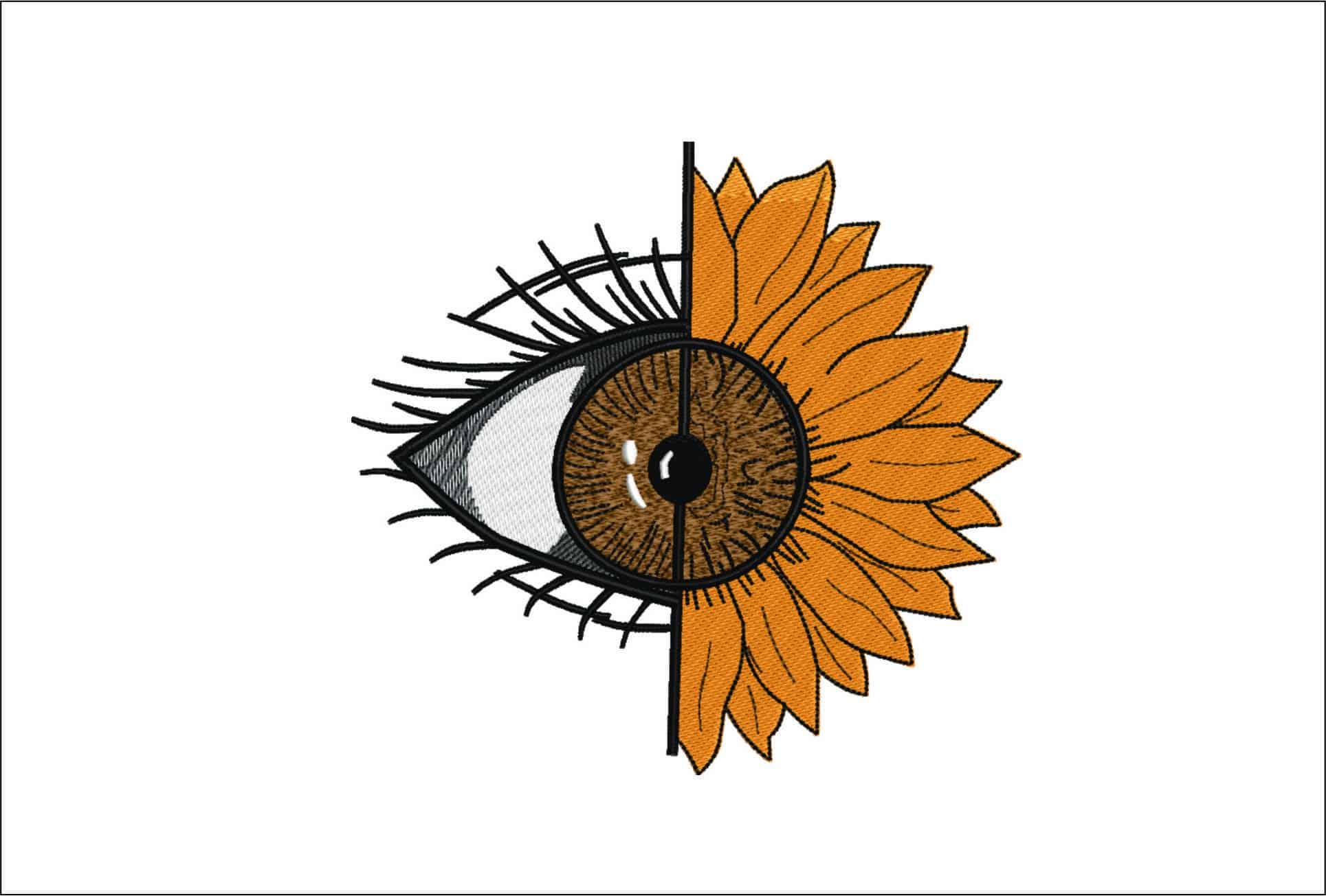 Eye with Flower - Anime- Elegant embroidery design file - instant download