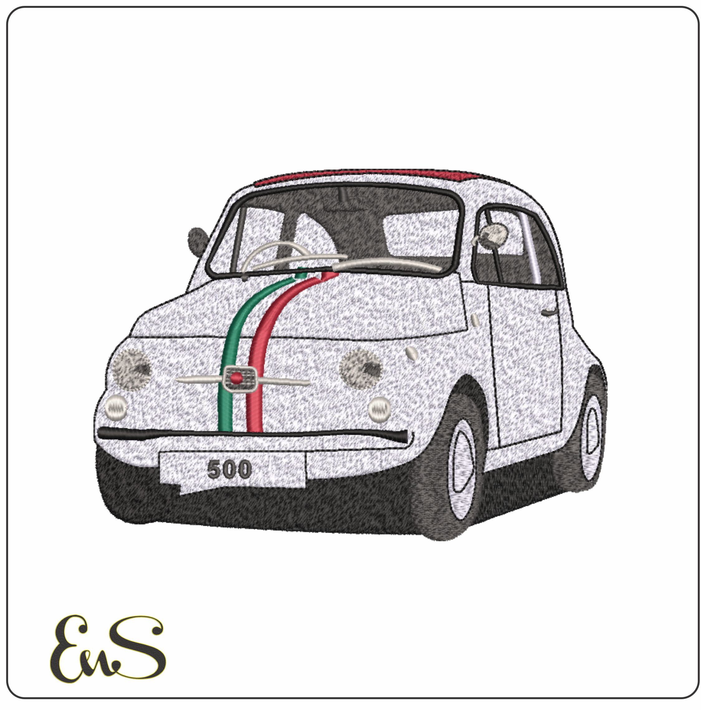 Fiat 500 original - Anime- Elegant embroidery design file - instant download