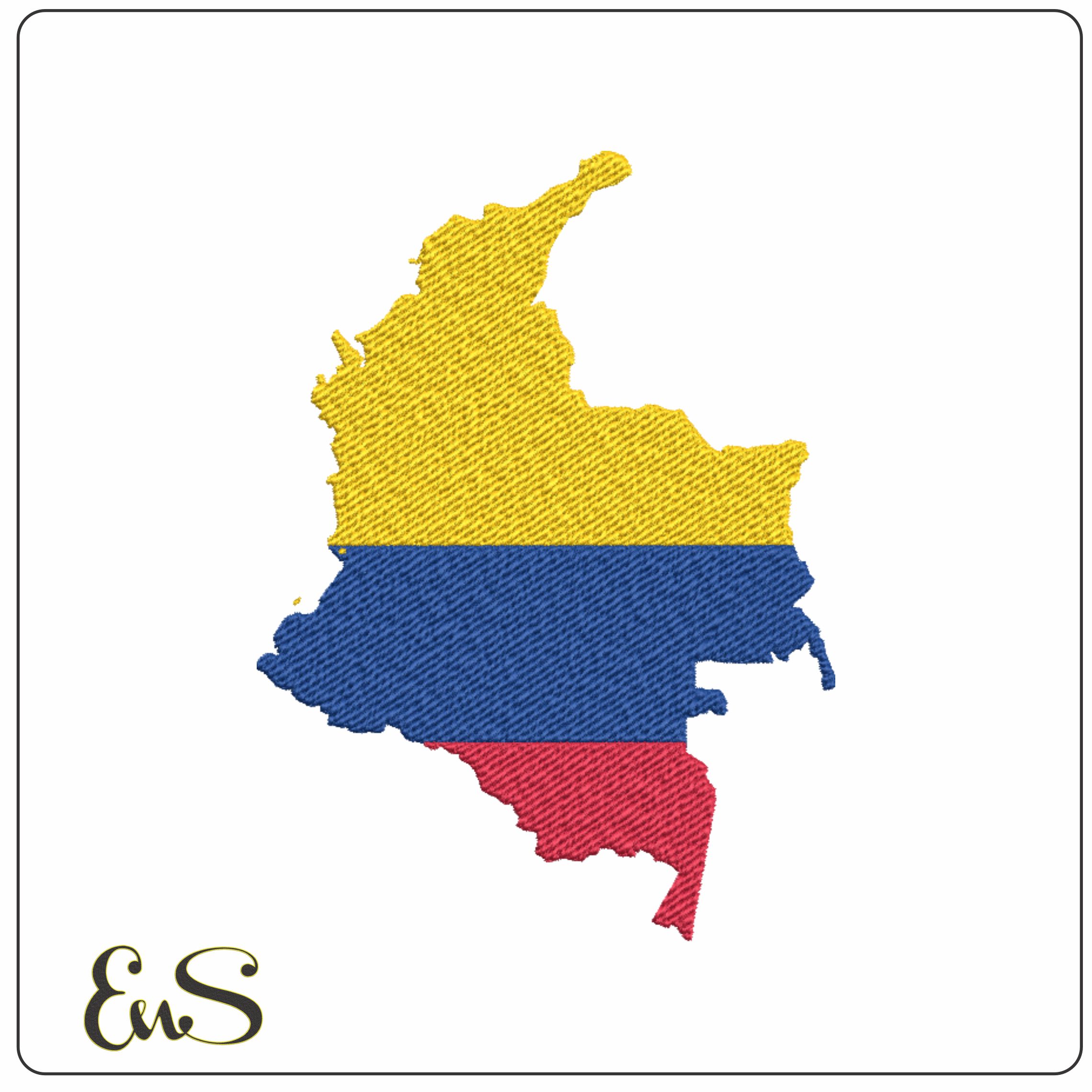 Colombia Map Flag-Elegant embroidery design file - instant download