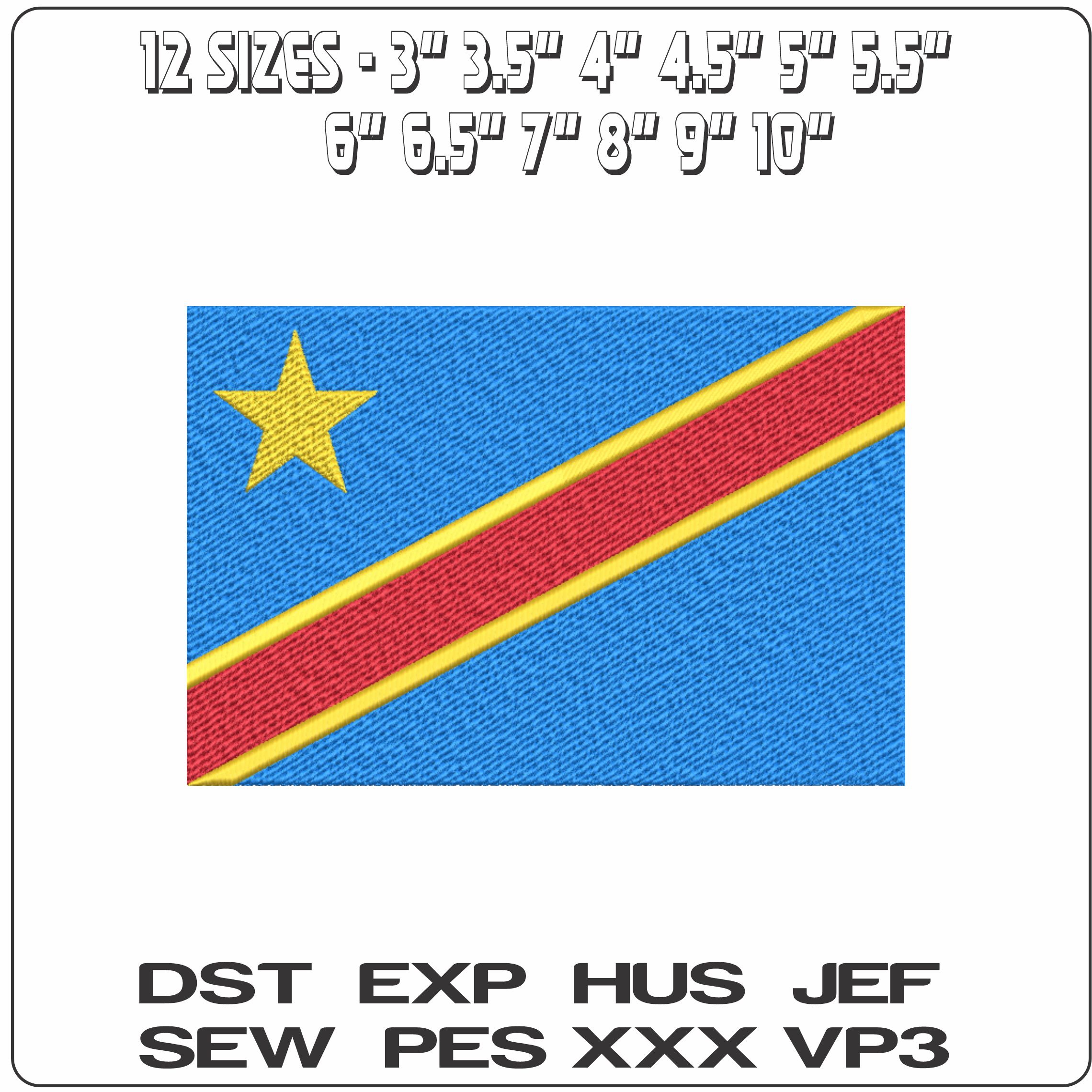 Democratic rep Congo Flag- Elegant embroidery design file - instant download