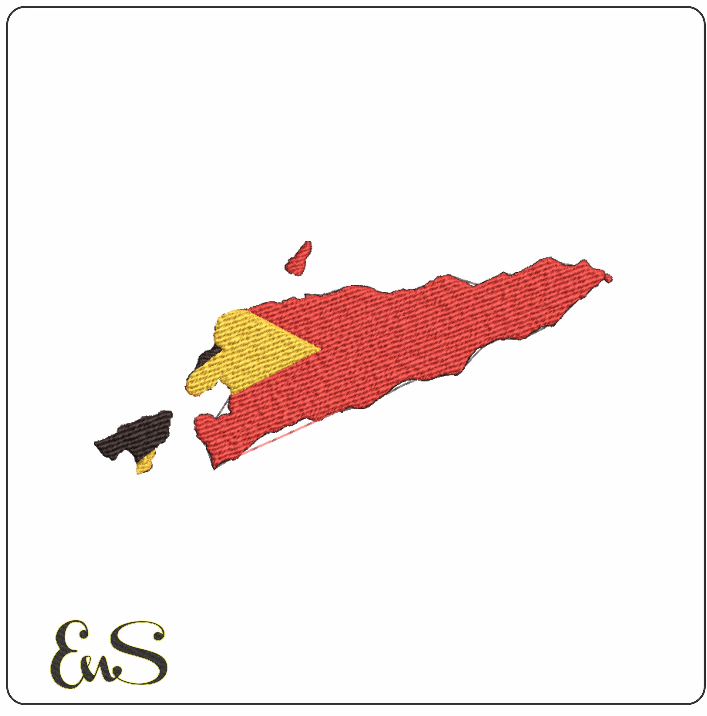 East Timor Map Flag-Elegant embroidery design file - instant download