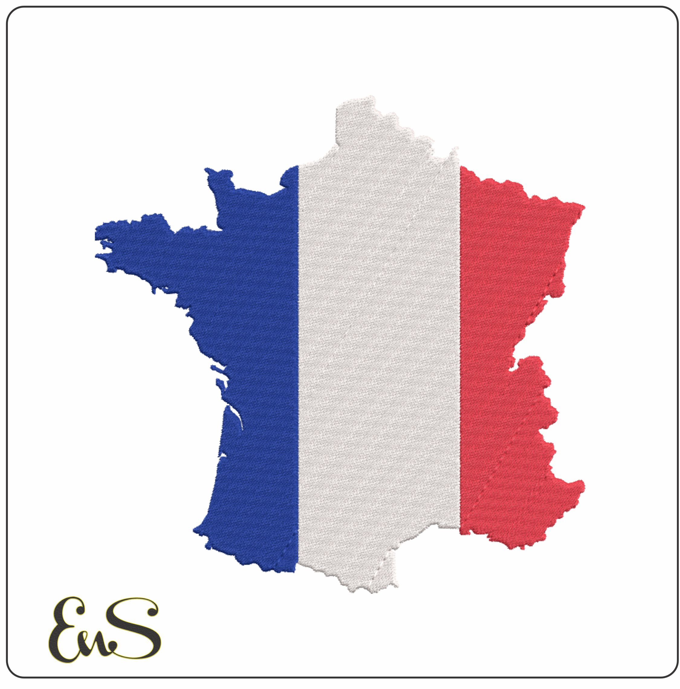 France Map- Elegant embroidery design file - instant download