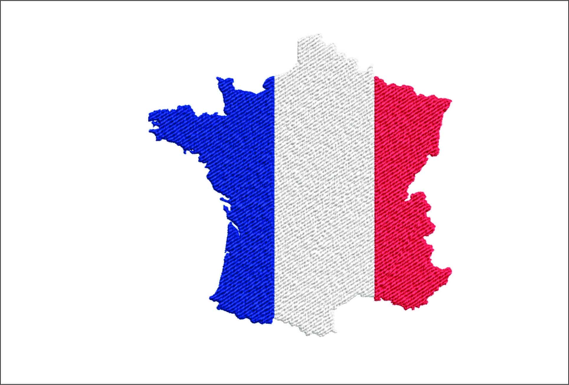 France Map- Elegant embroidery design file - instant download