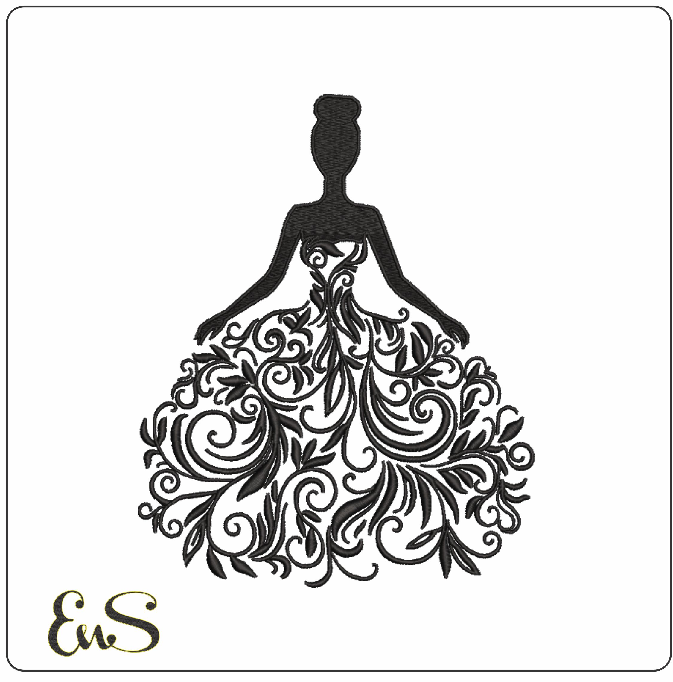 Flower doll- Elegant embroidery design file - instant download
