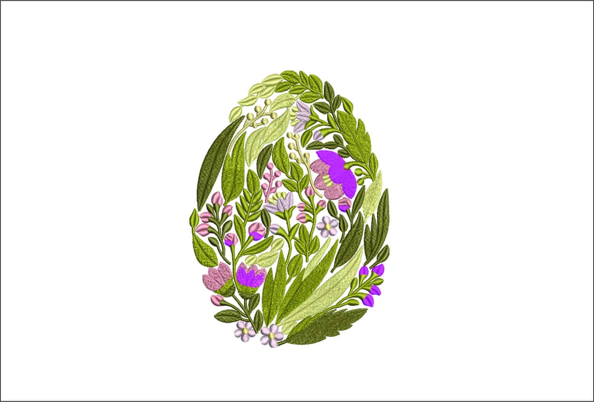 Flower leaves Easter egg-Elegant embroidery design file - instant download