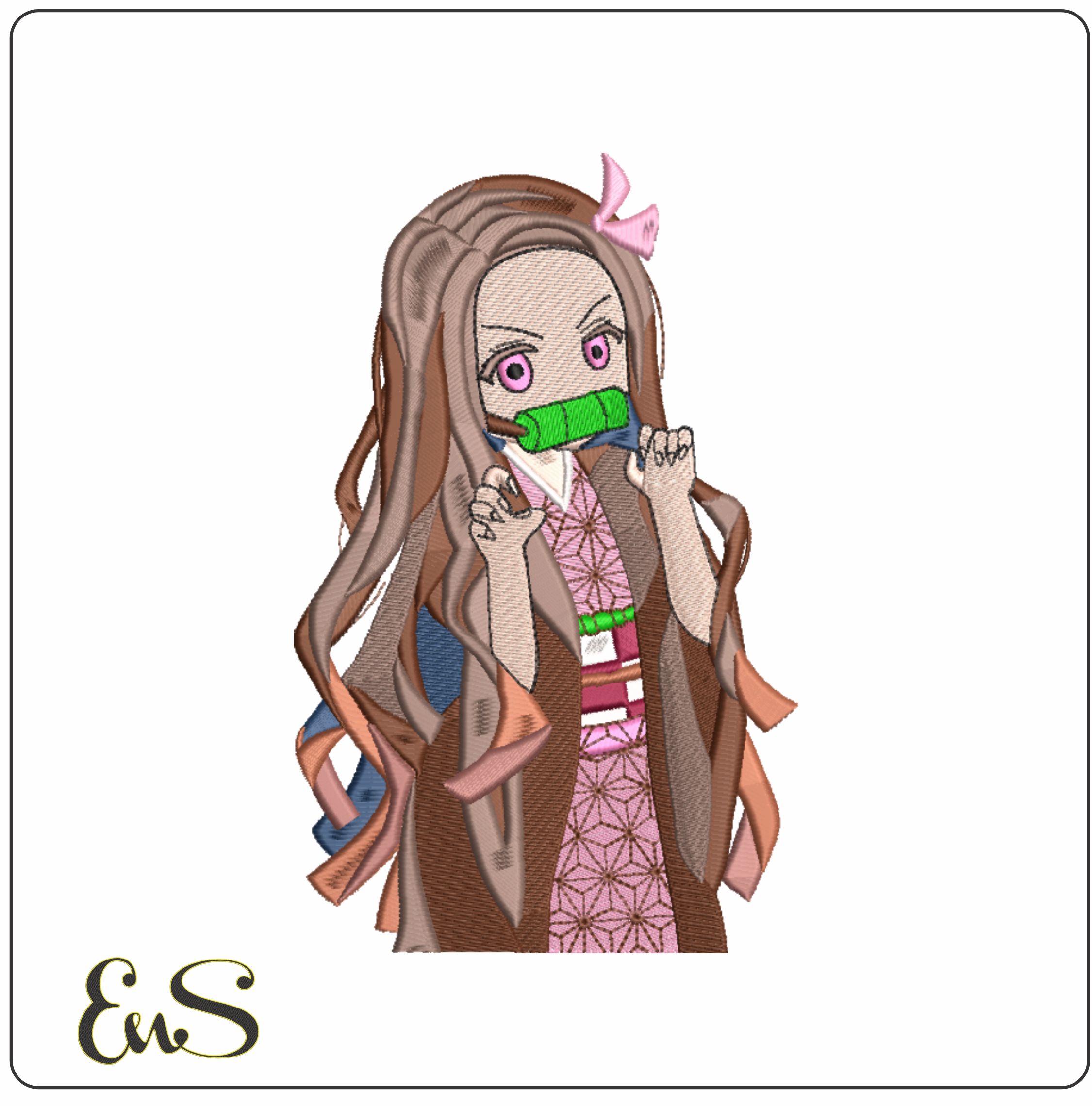Frightened Nezuko Kamado - Anime- Elegant embroidery design file - instant download