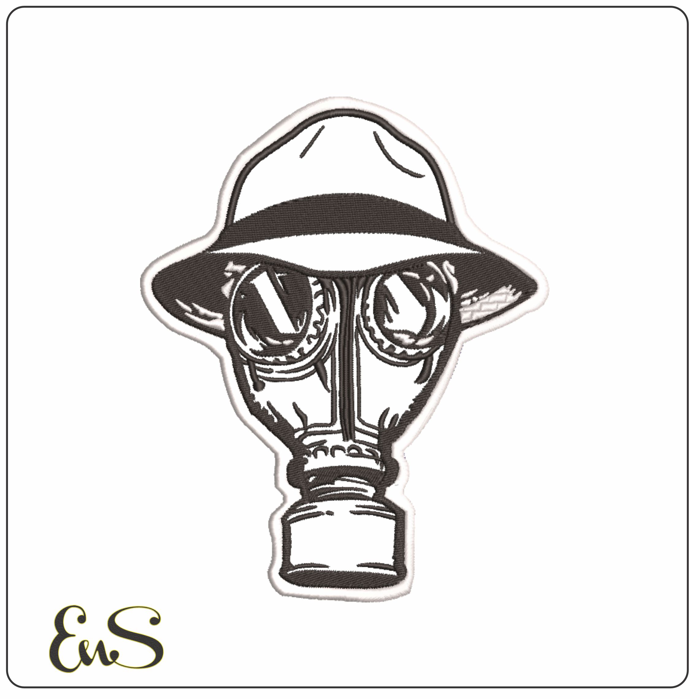Gas Mask Psycho Realm Formula 1- Elegant embroidery design file - instant download