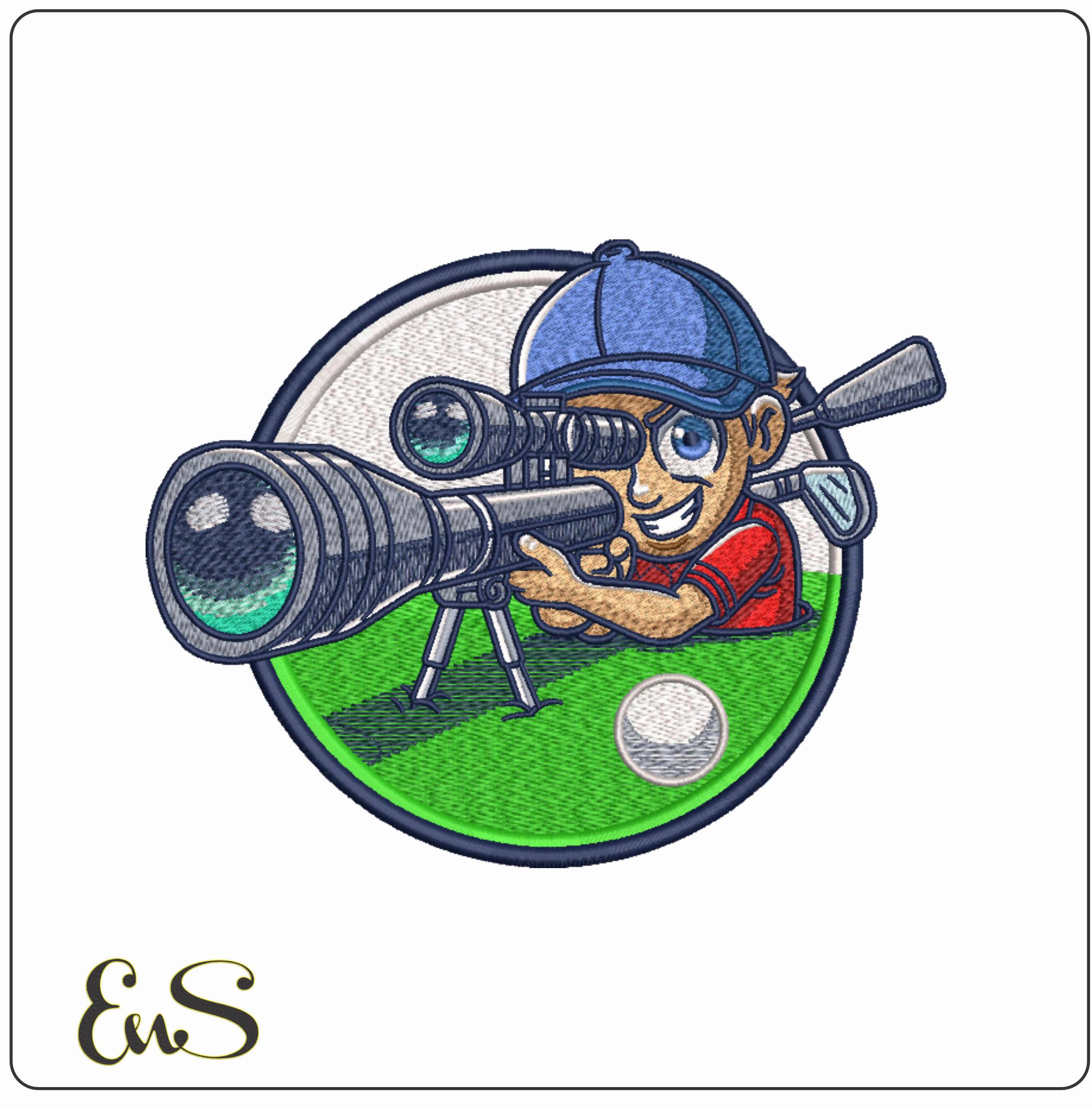 Golf boy Shooter- Elegant embroidery design file - instant download
