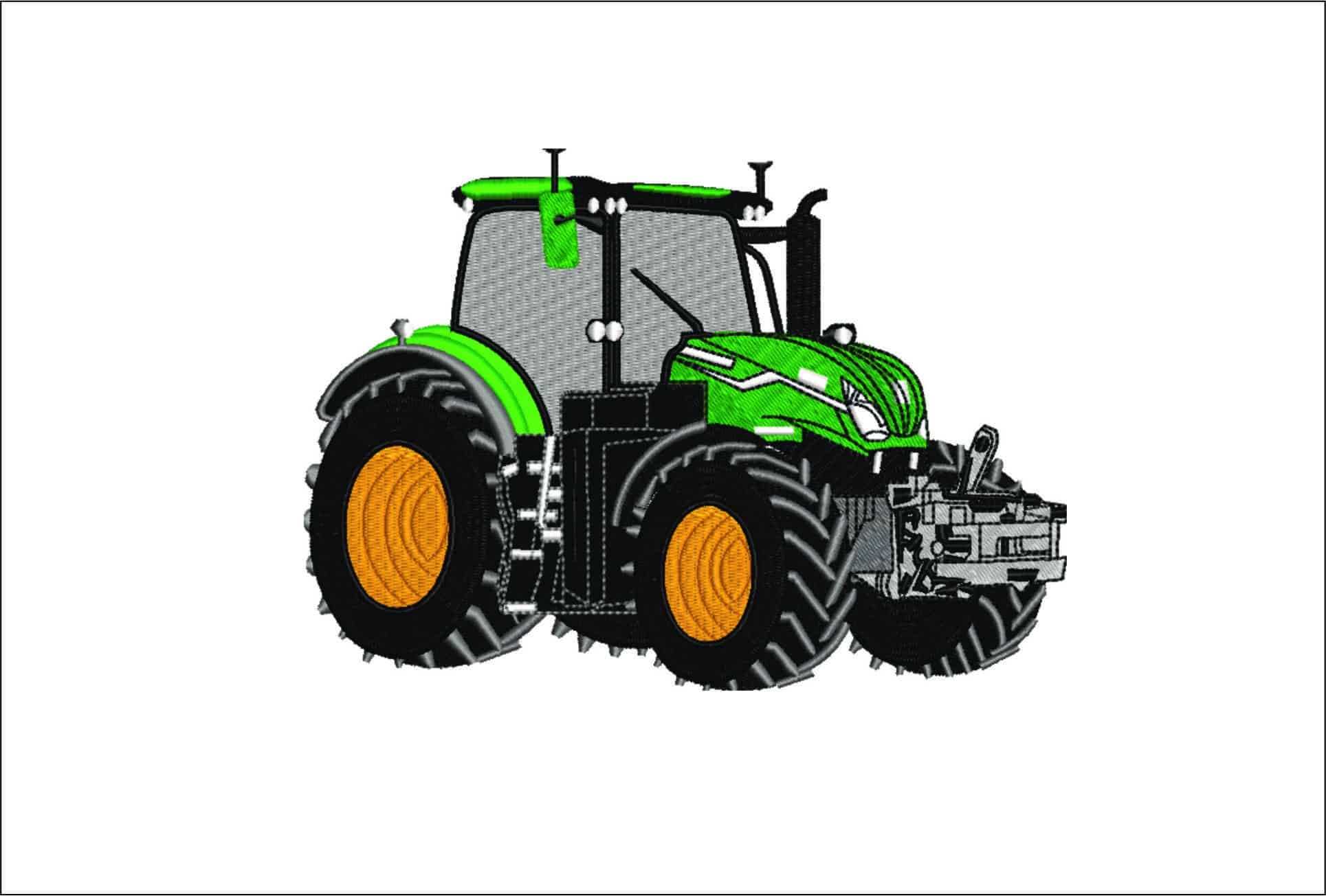 Green Tractor- Elegant embroidery design file - instant download