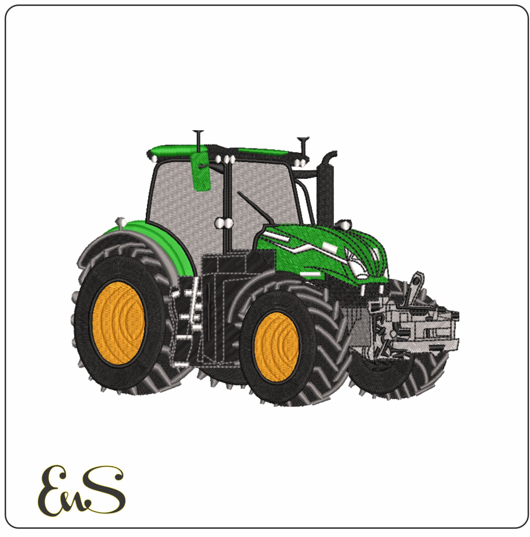 Green Tractor- Elegant embroidery design file - instant download