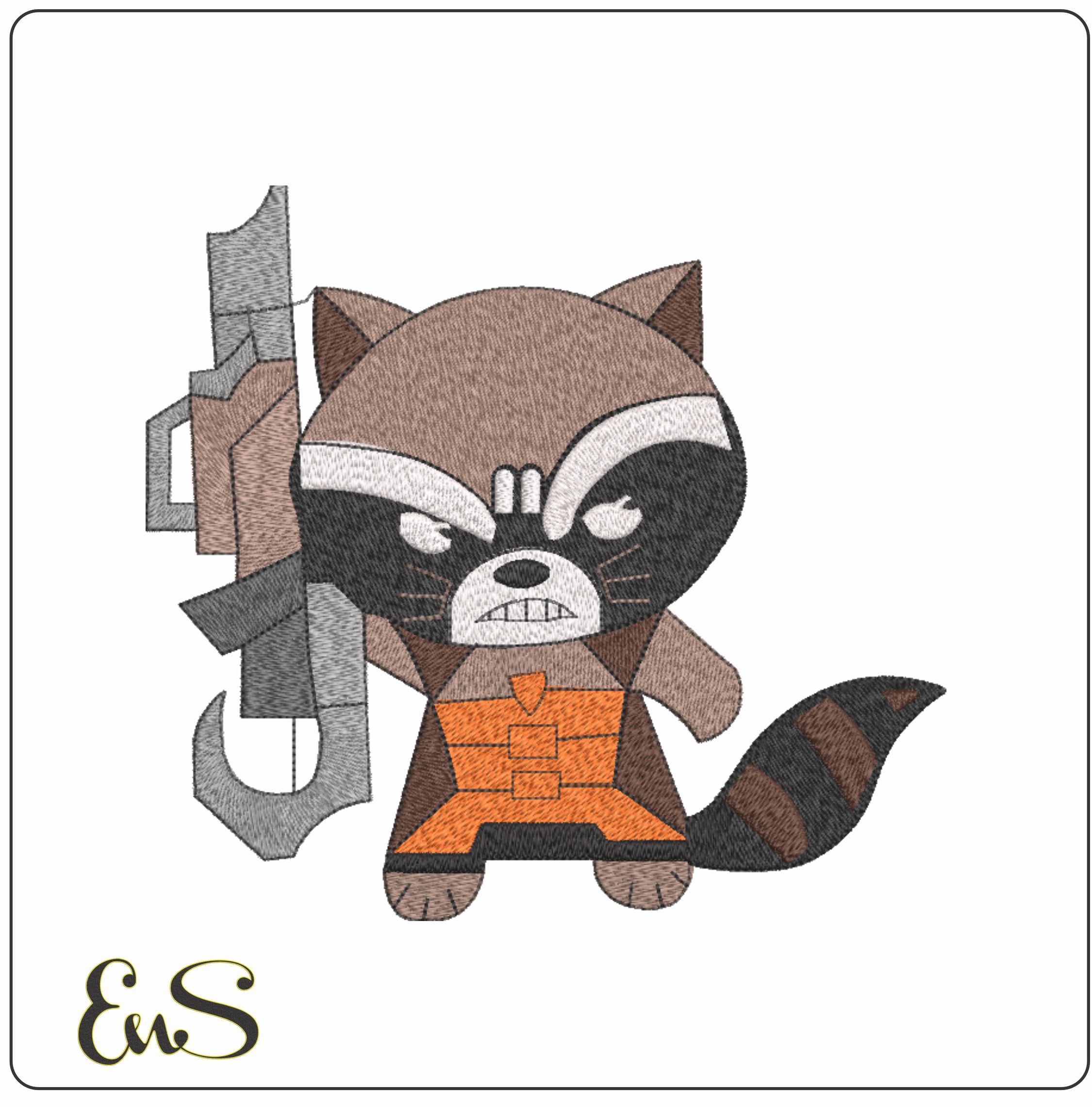 Guard Galaxy Rocket Raccoon- Elegant embroidery design file - instant download