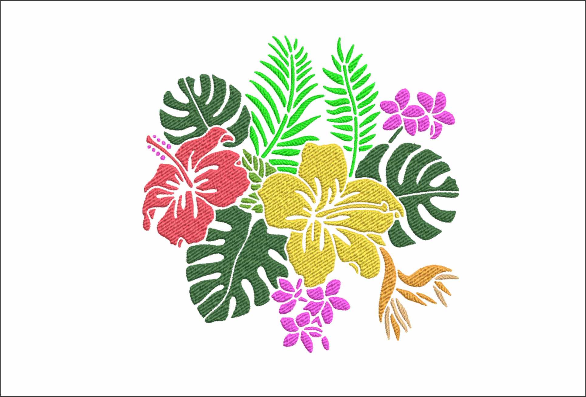 Hawaii Flowers- Elegant embroidery design file - instant download
