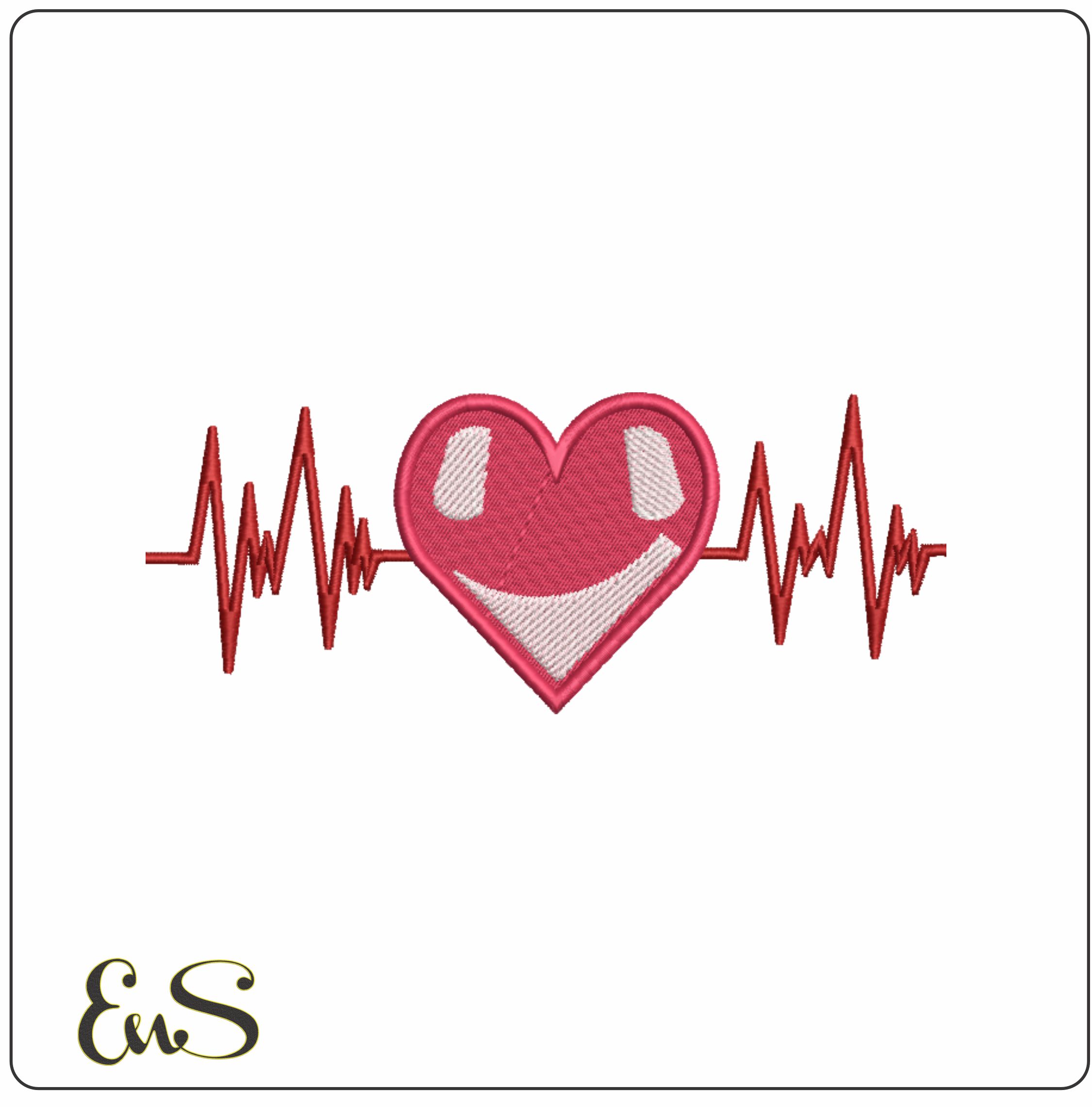 Heart Beat - Elegant embroidery design file - instant download