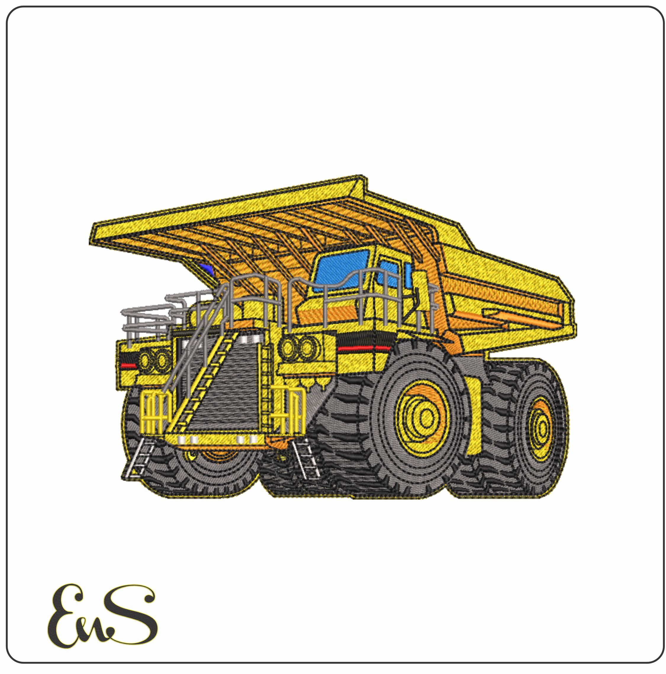 Heavy Loader Dump Truck - Caterpillar - Elegant embroidery design file - instant download