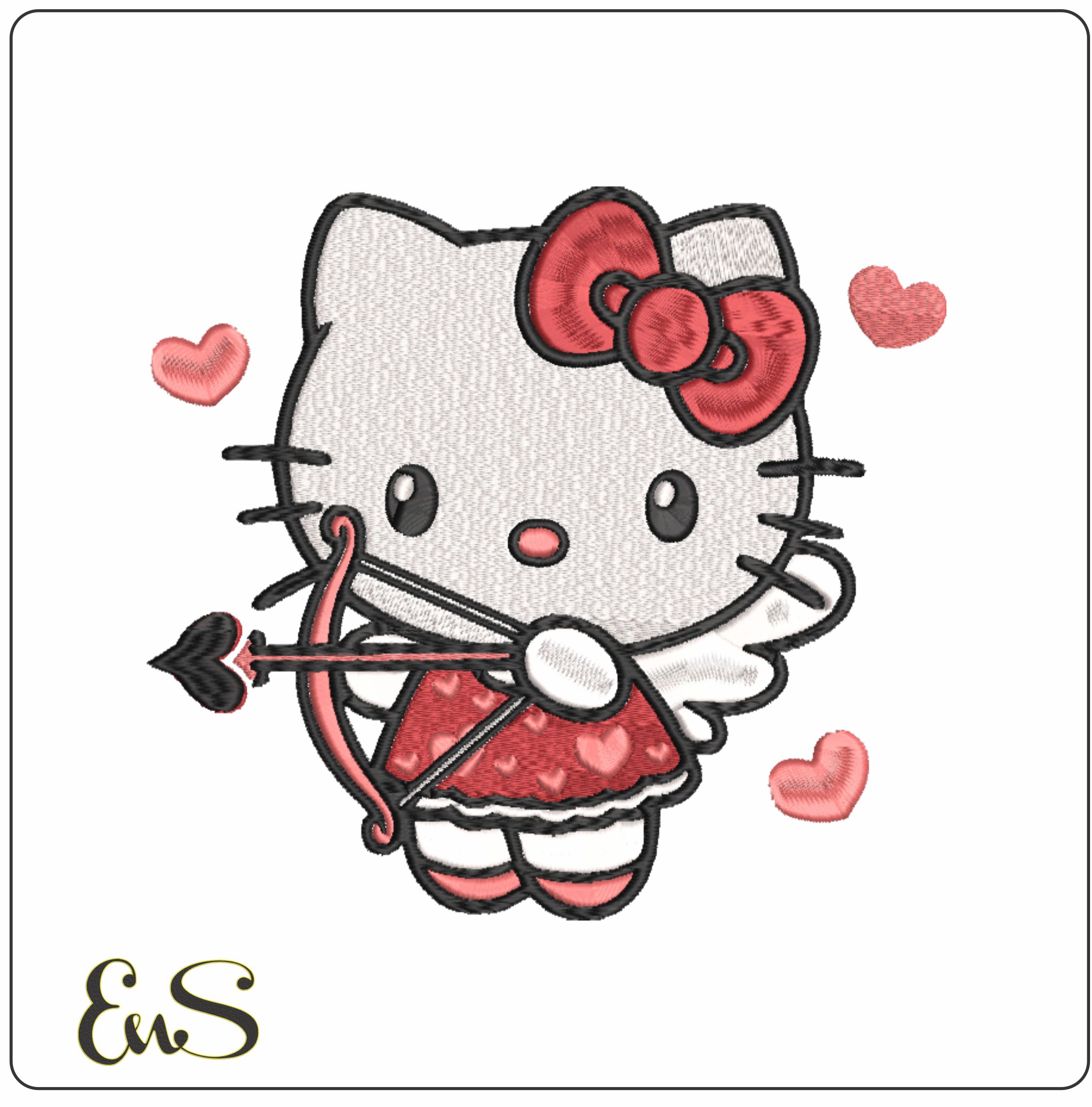 Hello Kitty Cupid - Caterpillar - Elegant embroidery design file - instant download