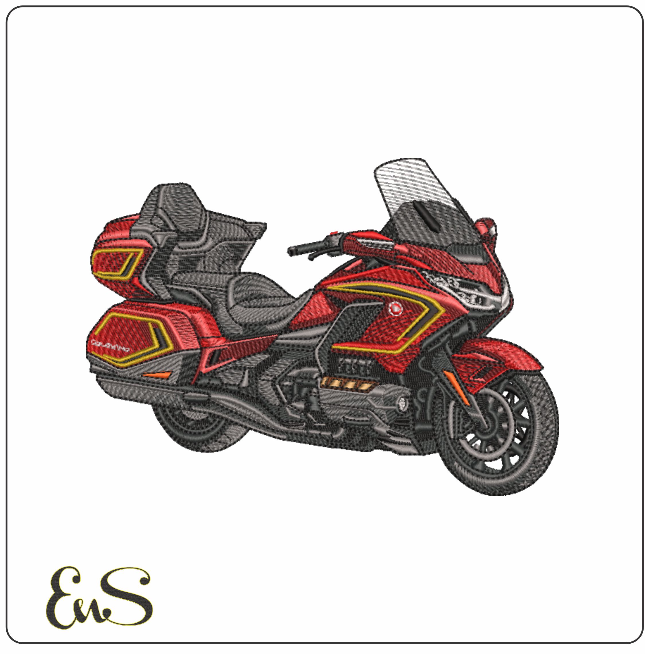 Honda Goldwing Motorbike- Elegant embroidery design file - instant download