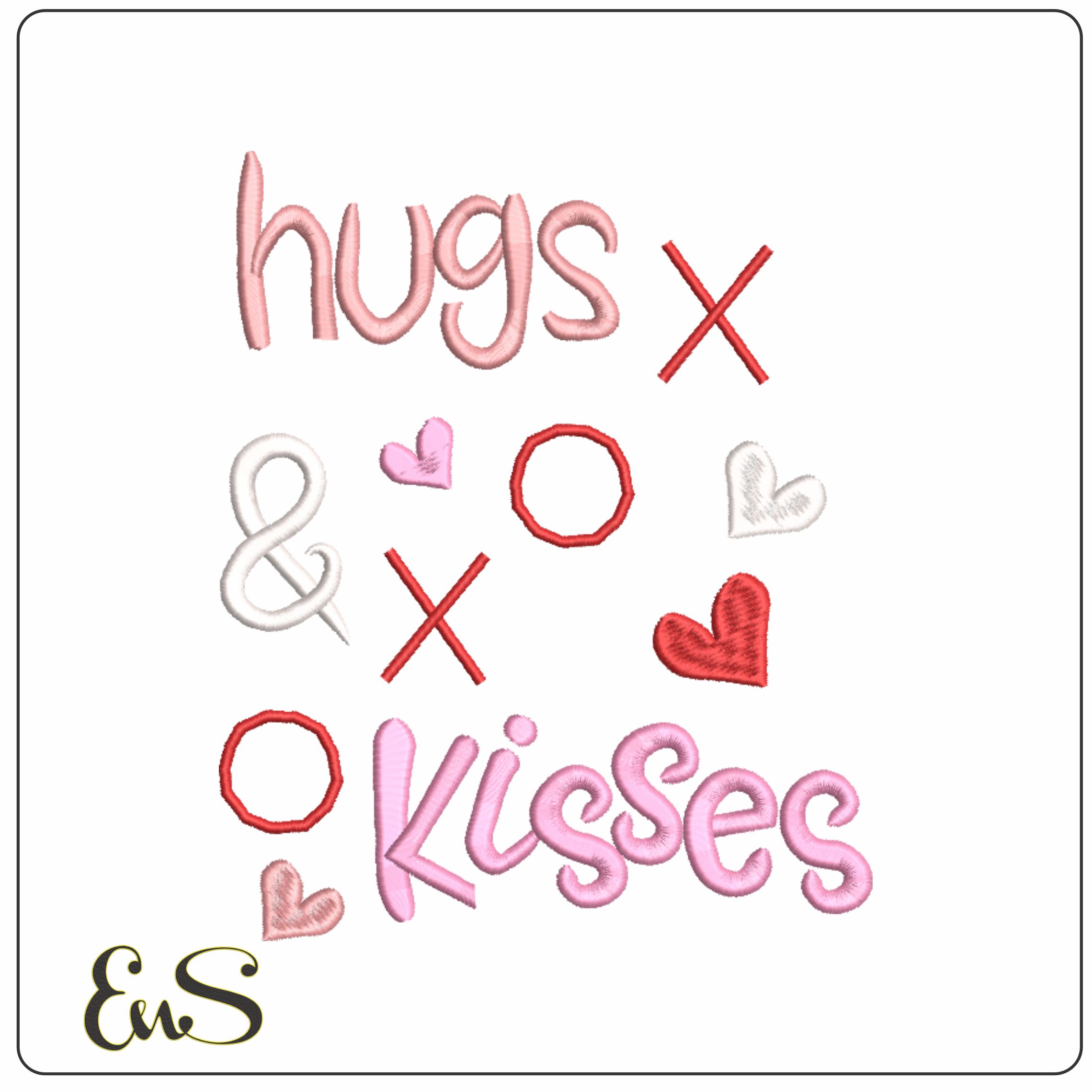 Hug and Kisses alter- Elegant embroidery design file - instant download