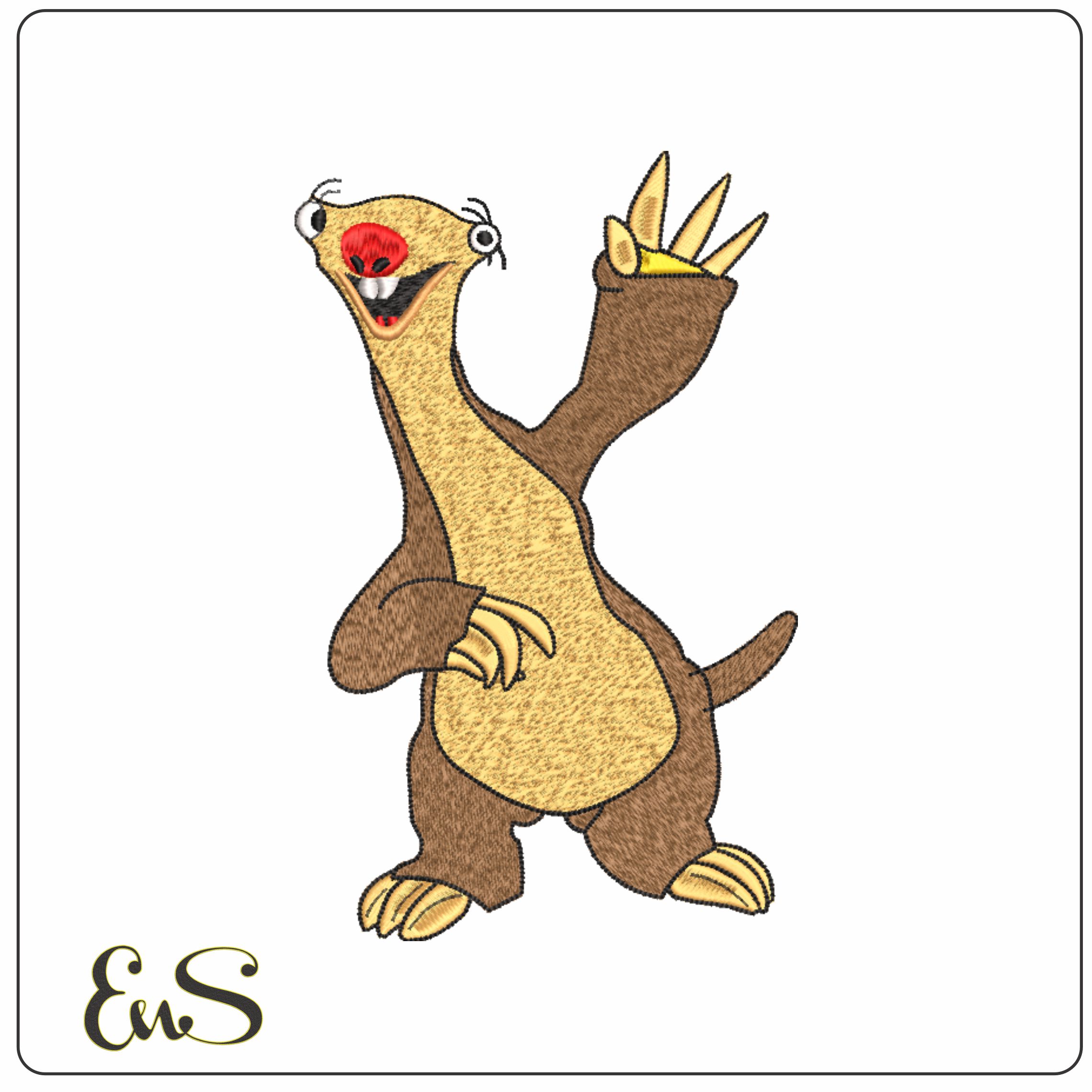 Ice Age Sid Sloth- Elegant embroidery design file - instant download