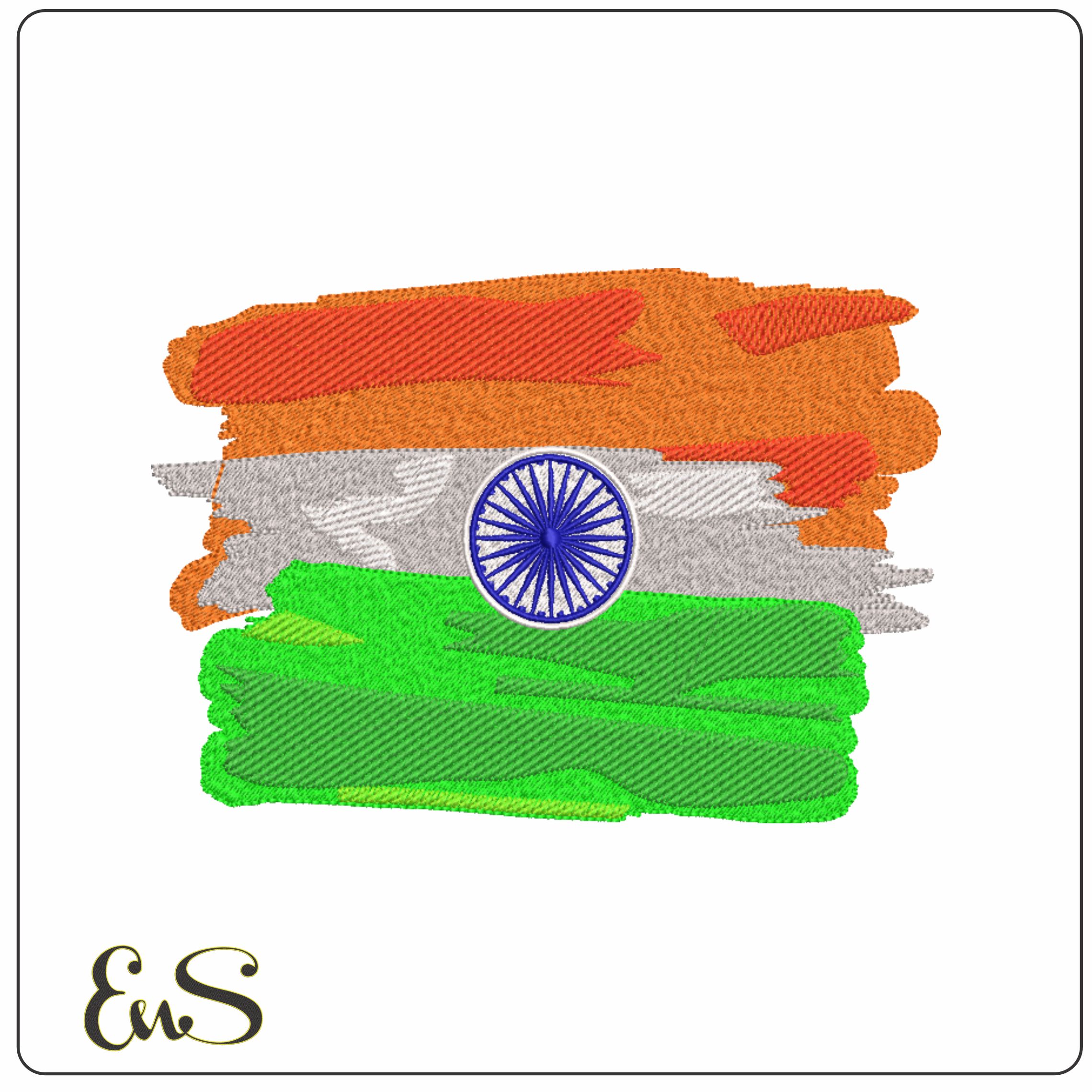 Indian Visual Flag- Elegant embroidery design file - instant download