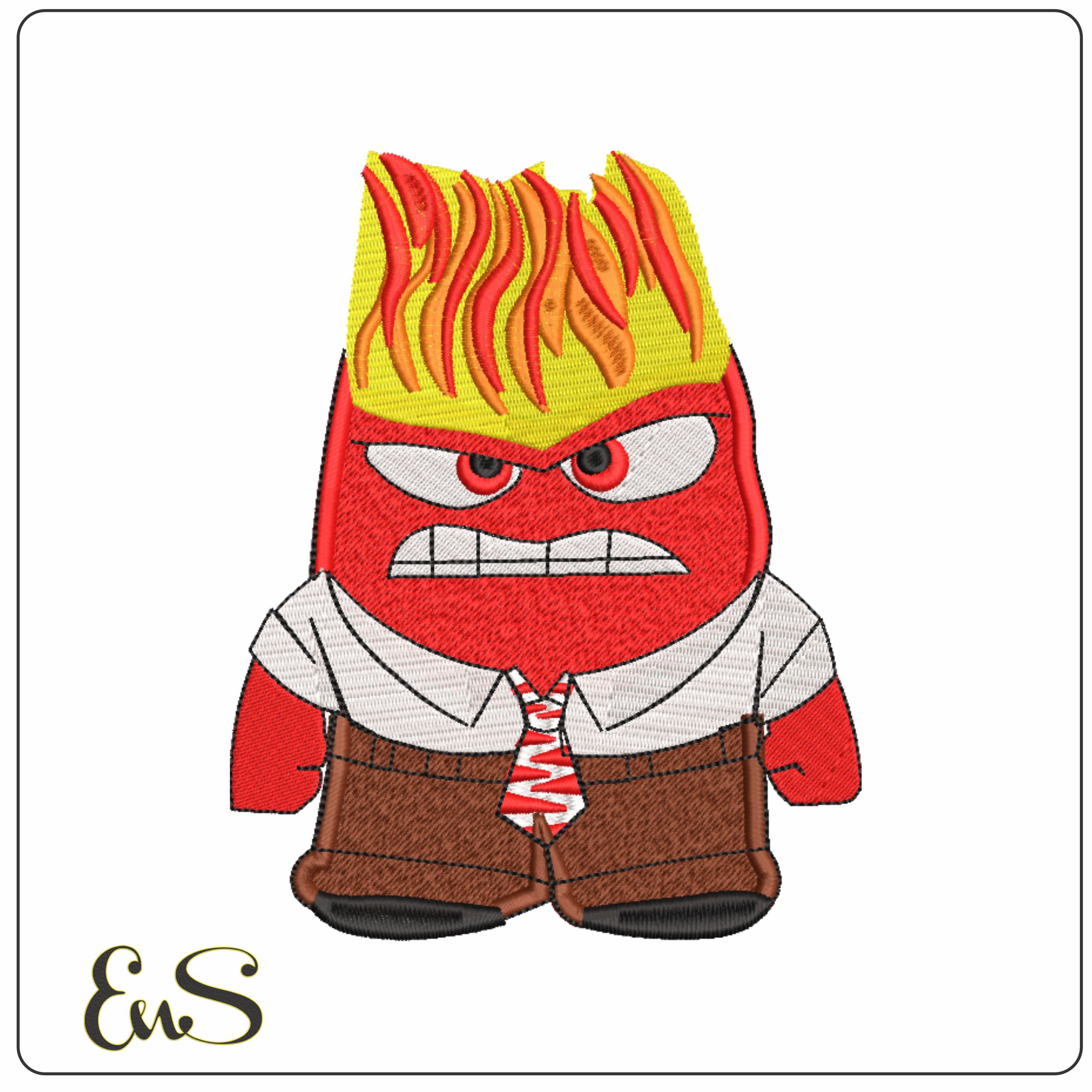 Inside out 2 Emotion Anger- Elegant embroidery design file - instant download
