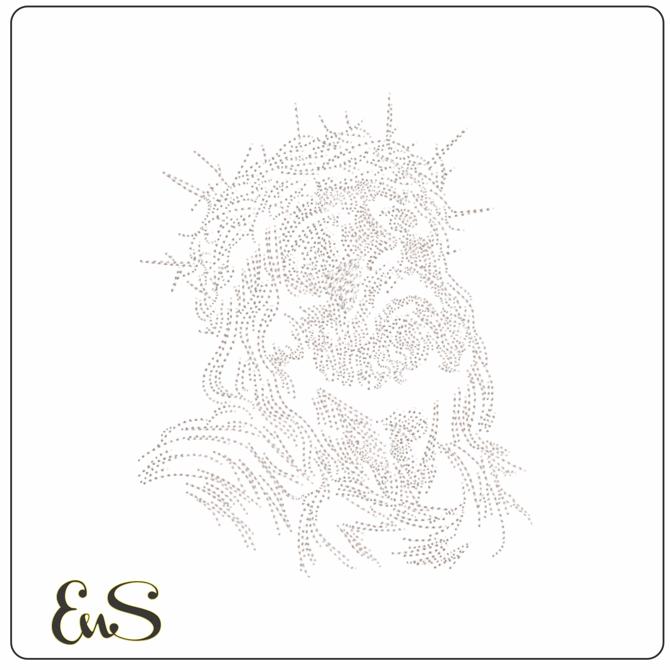 Jesus with Crown of Thorns- Elegant embroidery design file - instant download