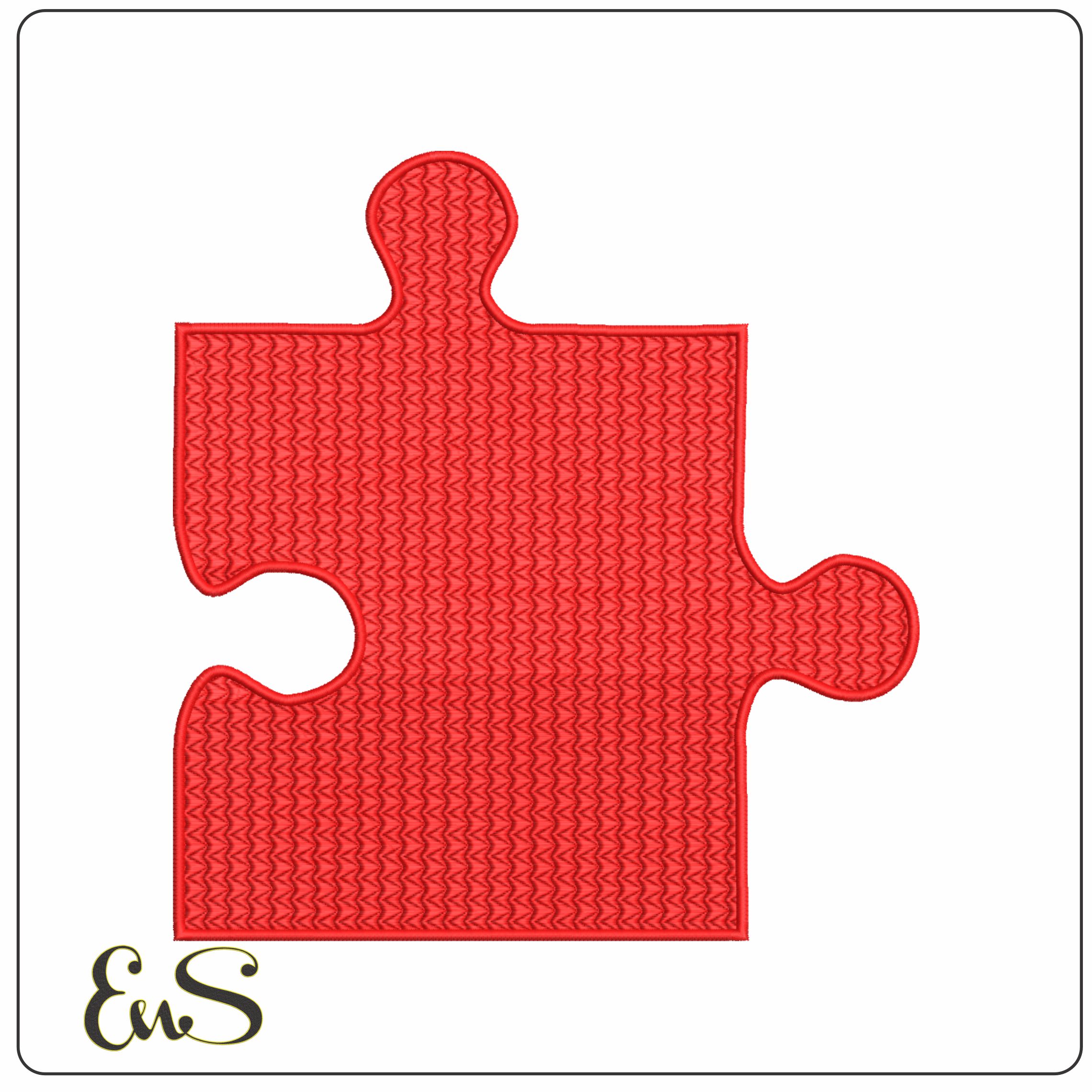 Jigsaw Piece- Elegant embroidery design file - instant download