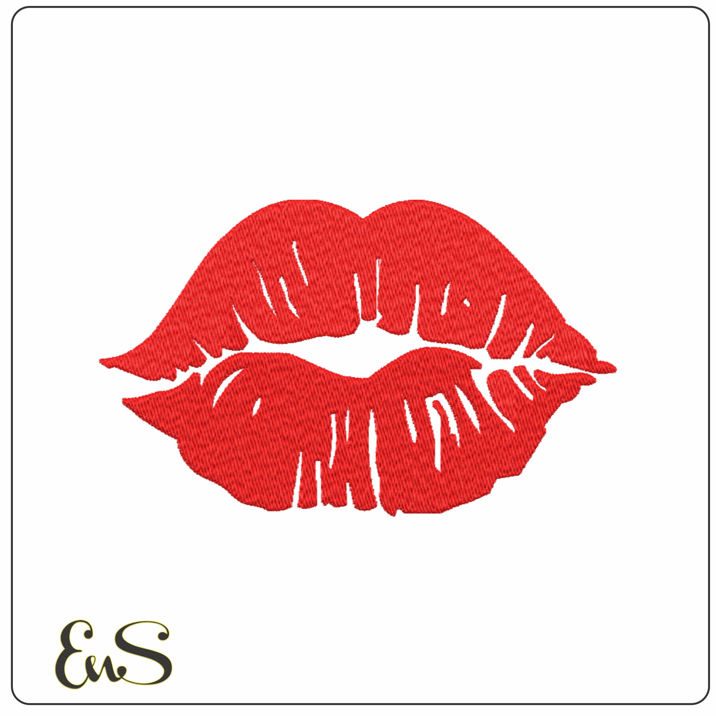 Kiss Lips- Elegant embroidery design file - instant download