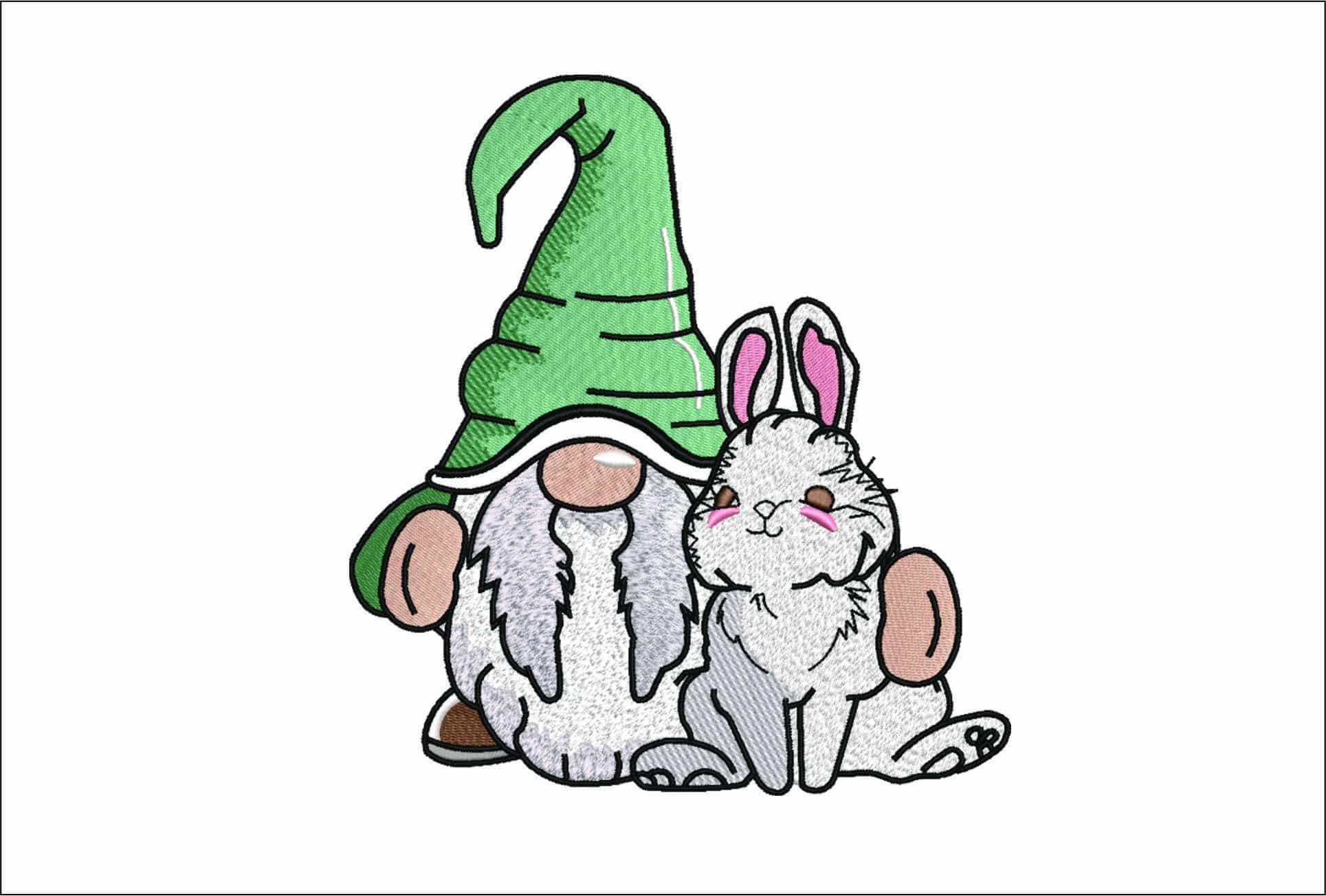 Knome and Easter Bunny- Elegant embroidery design file - instant download