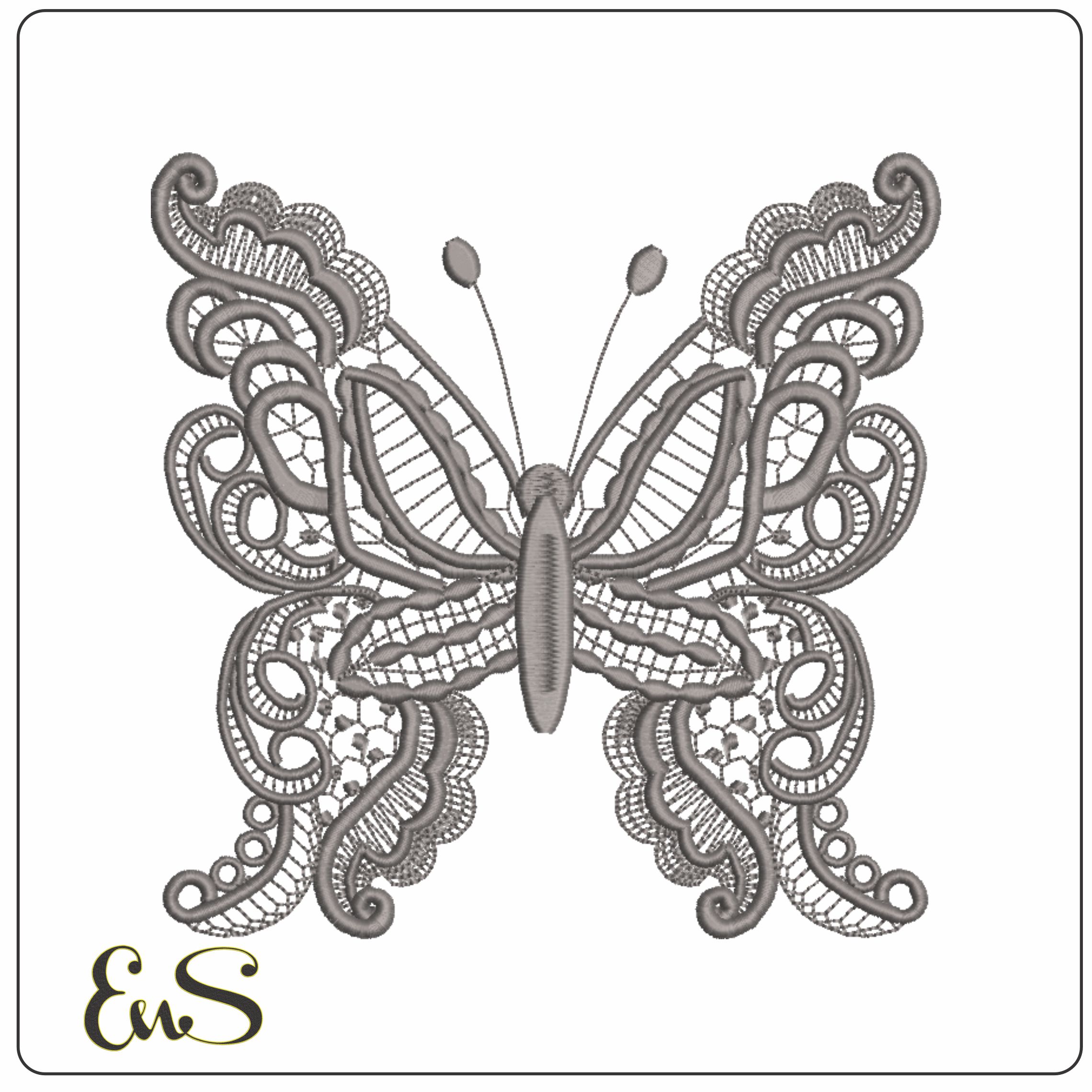 Lace Butterfly- Elegant embroidery design file - instant download