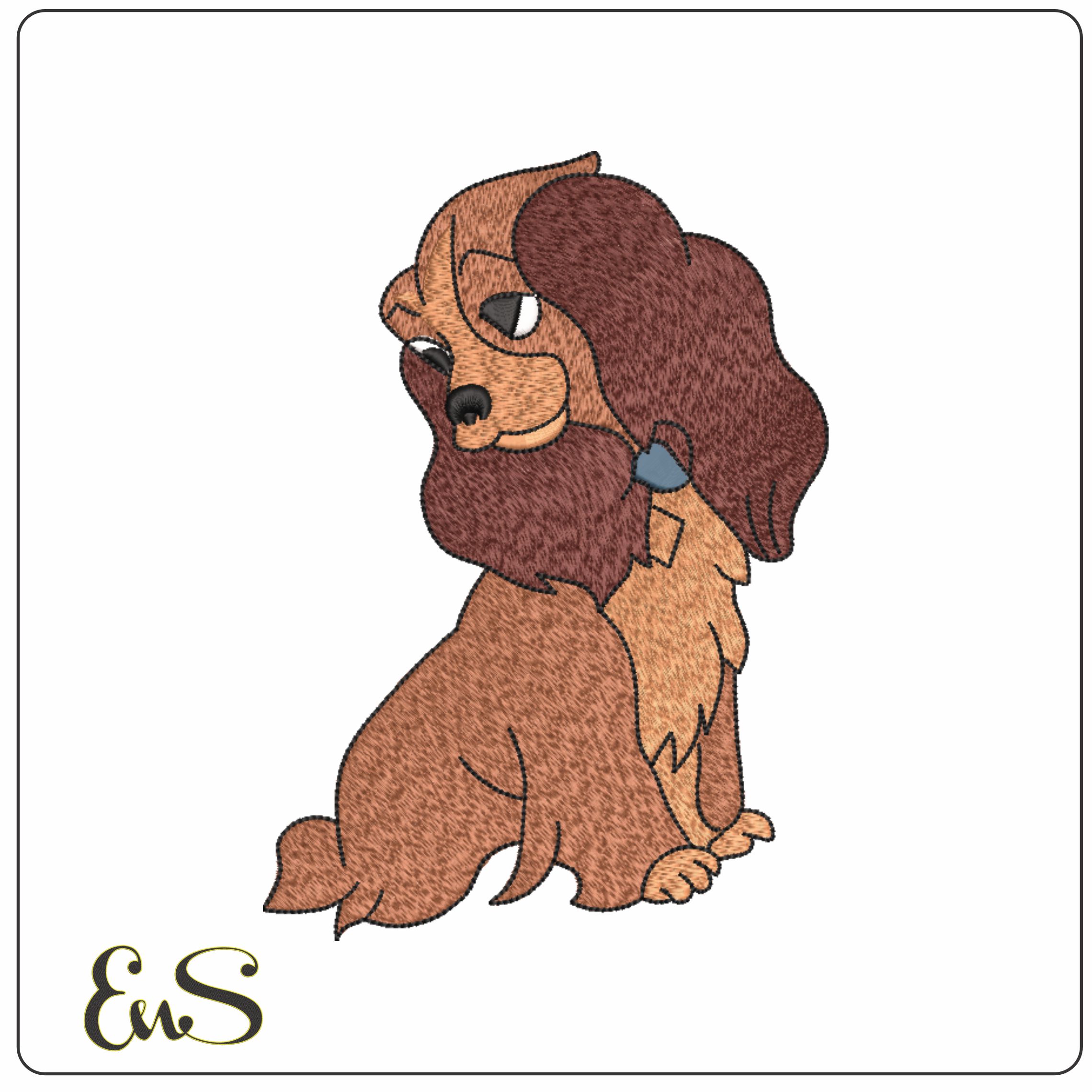 Lady - Disney Lady and the Tramp- Elegant embroidery design file - instant download
