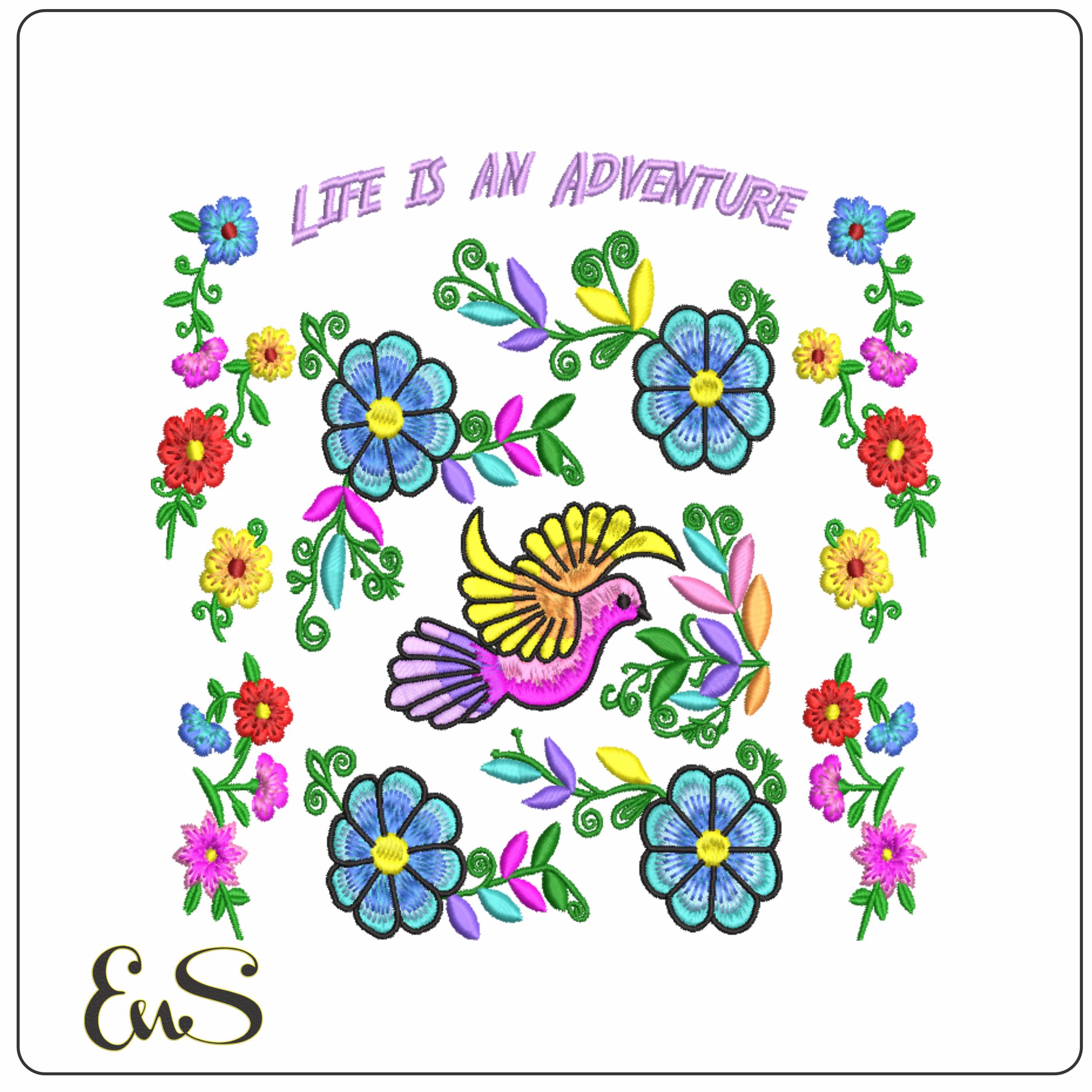 Life is an Adventure- Elegant embroidery design file - instant download
