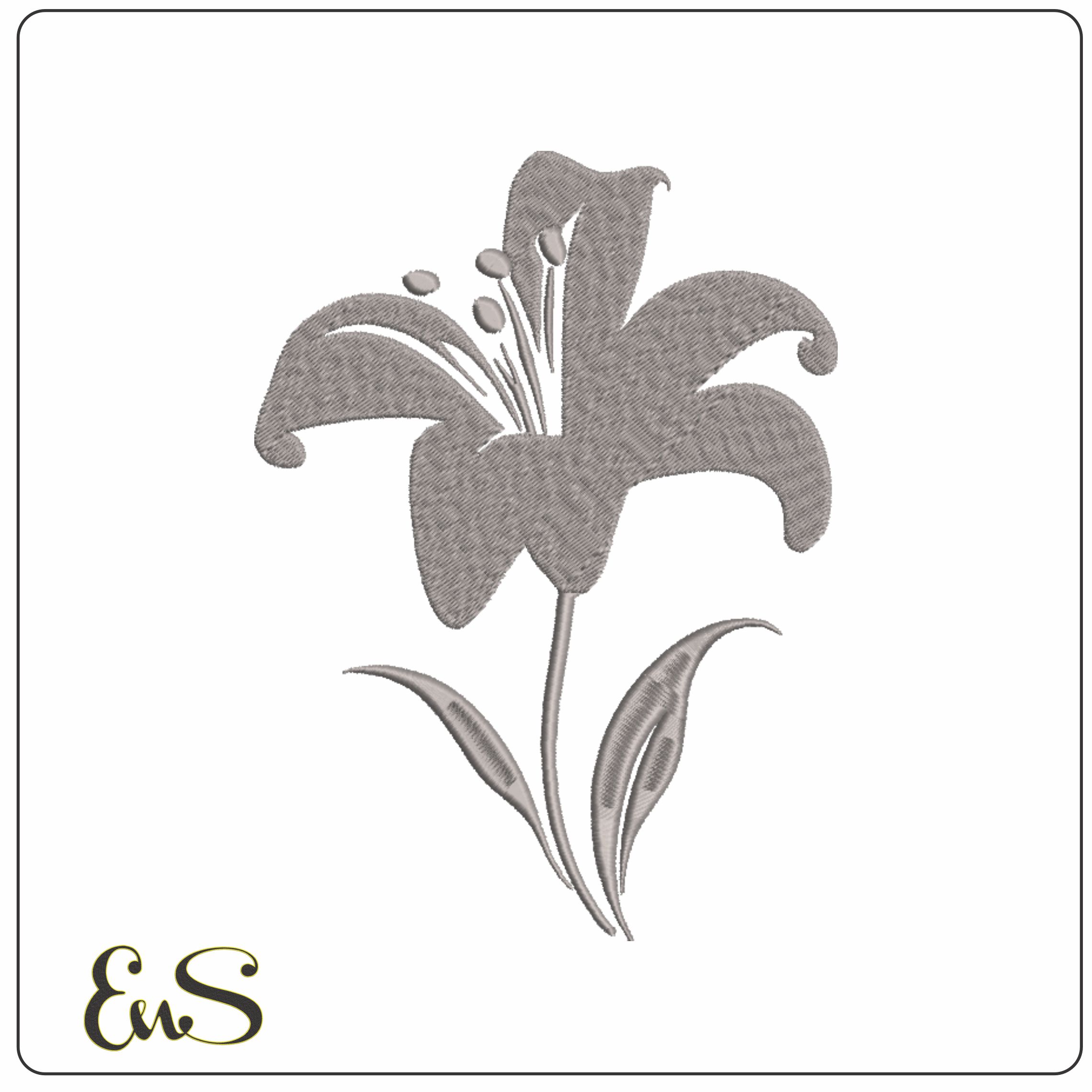 Lily Shiloette- Elegant embroidery design file - instant download