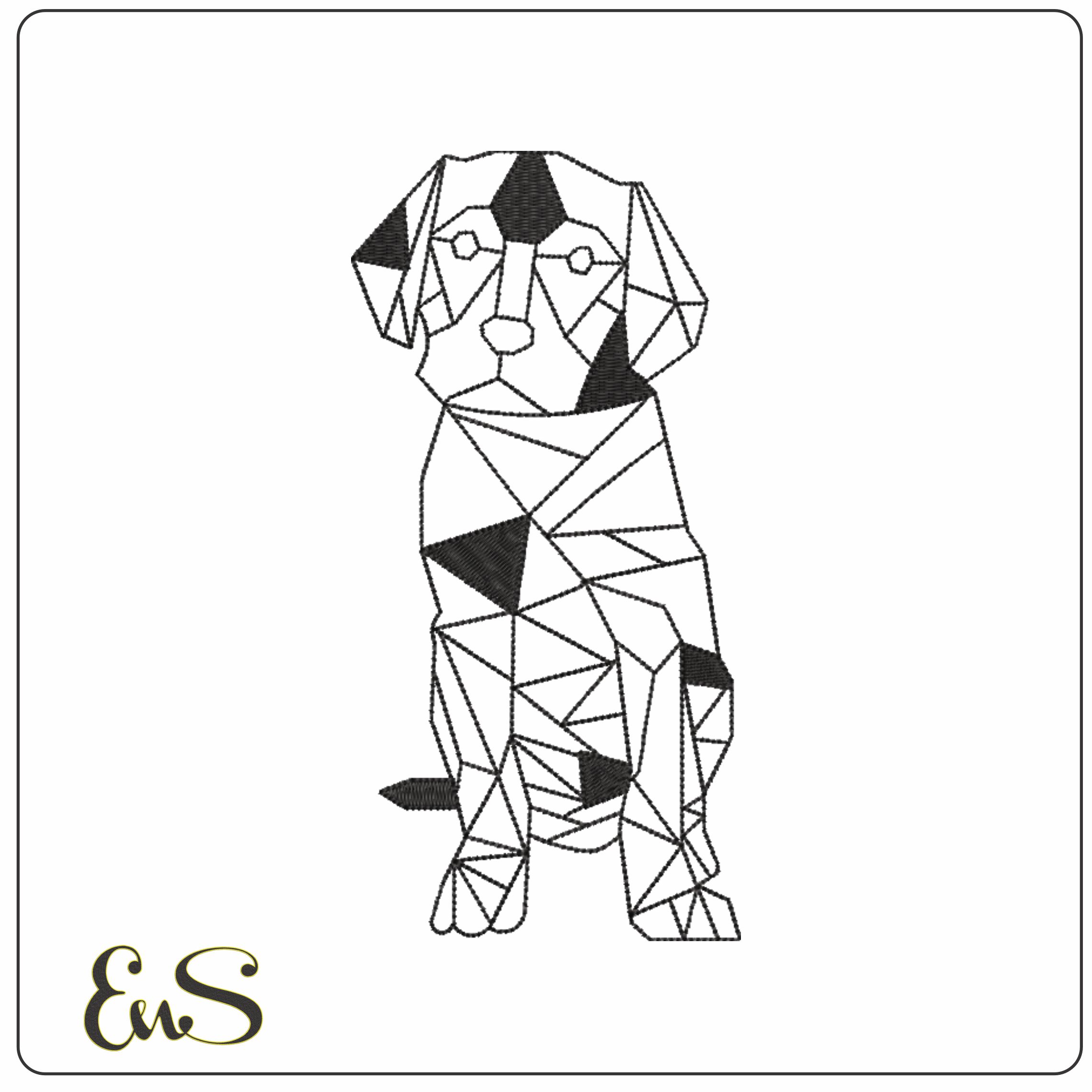 Line Art Dog- Elegant embroidery design file - instant download