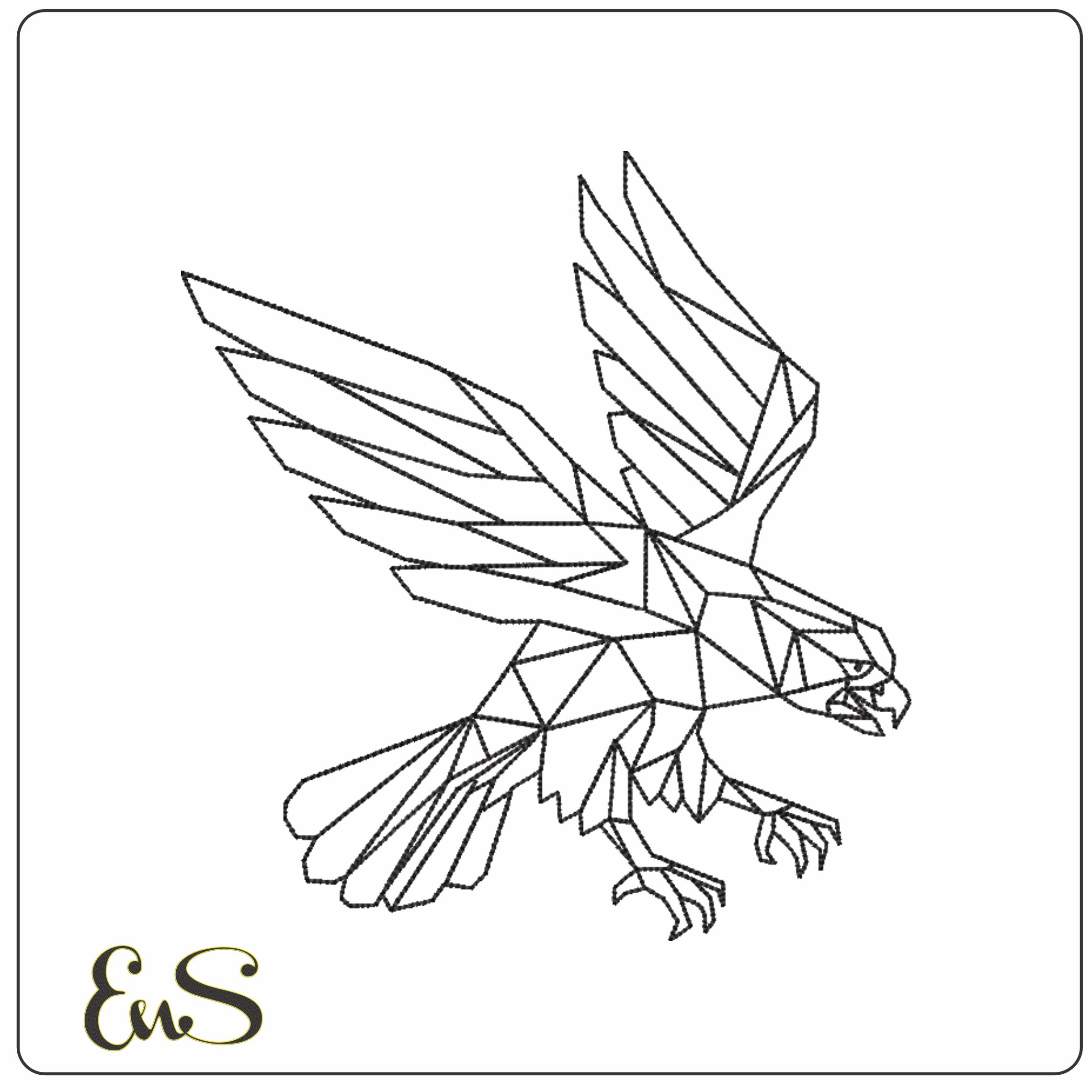 Line Art Eagle- Elegant embroidery design file - instant download