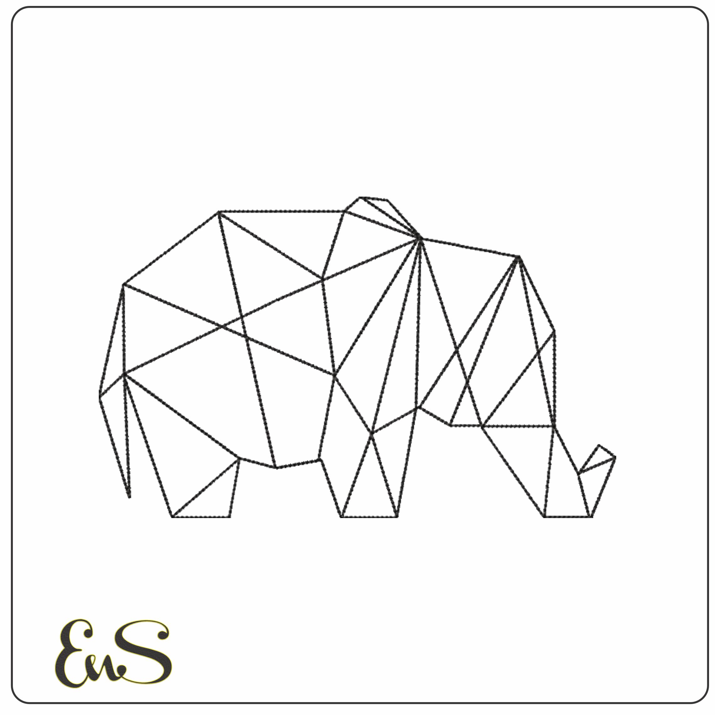 Line Art Elephant- Elegant embroidery design file - instant download
