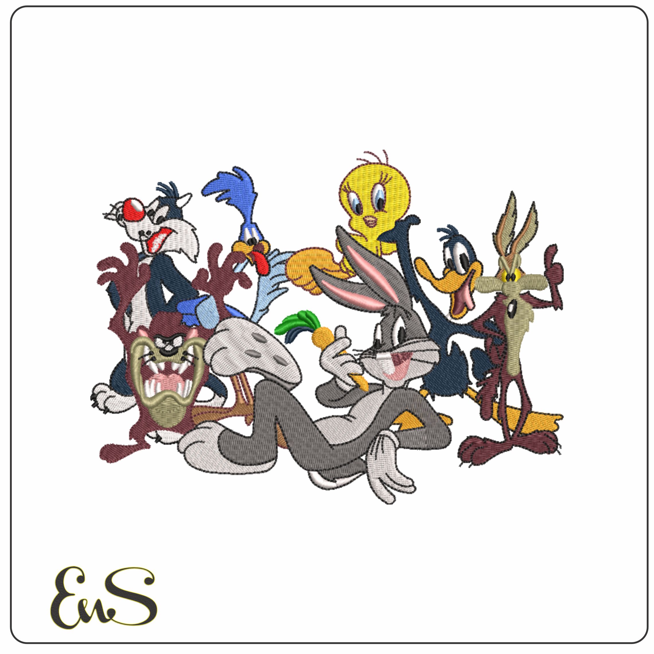 Loony Tunes- Elegant embroidery design file - instant download