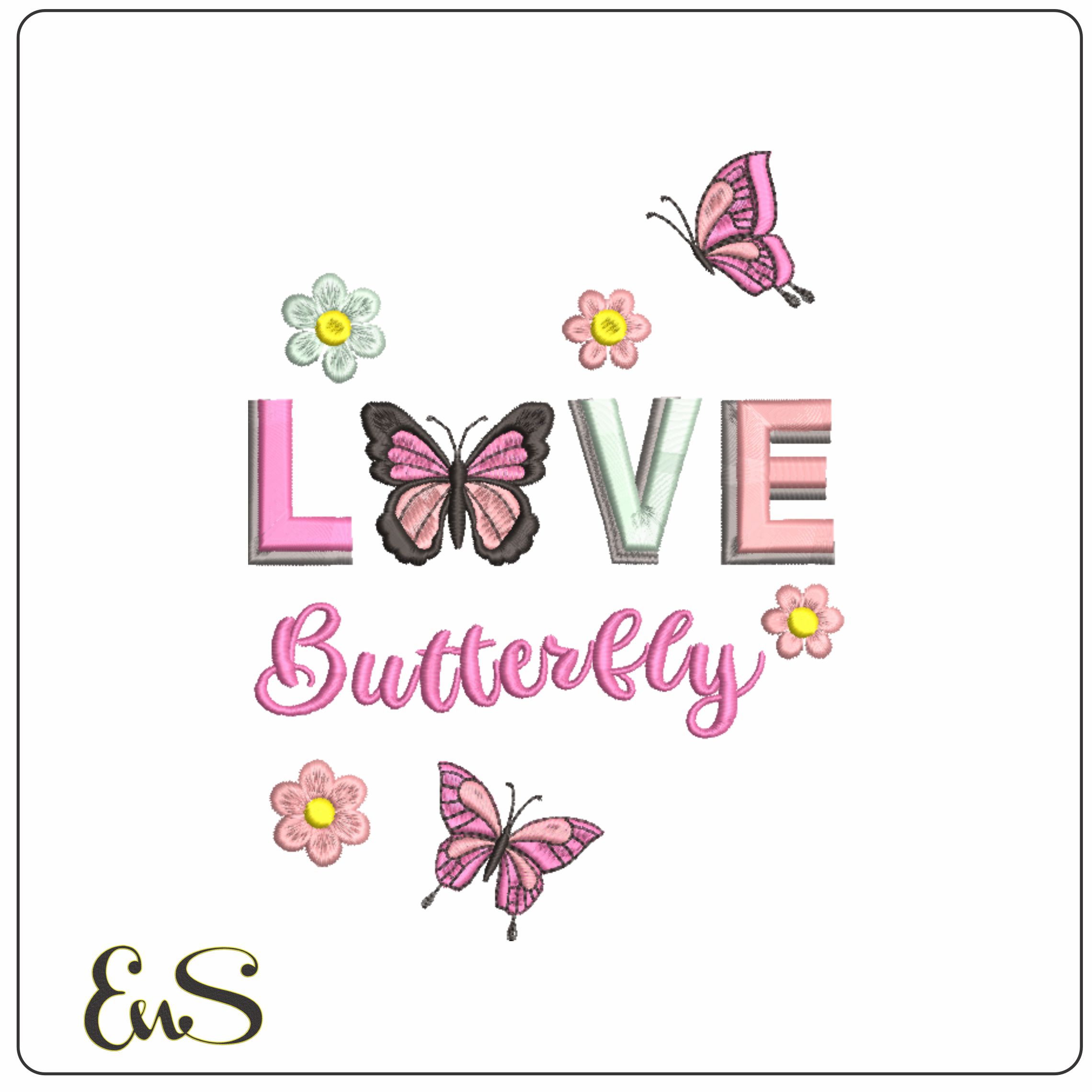 Love Butterflies- Elegant embroidery design file - instant download