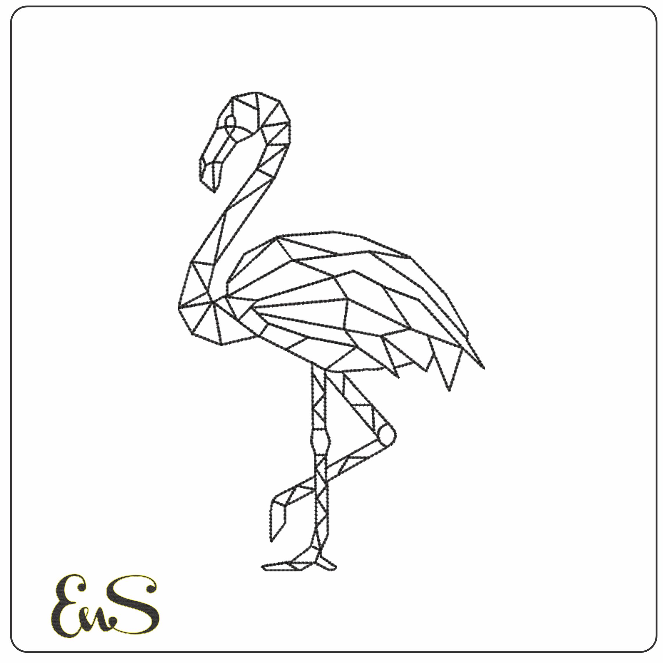 Line Art Flamingo- Elegant embroidery design file - instant download
